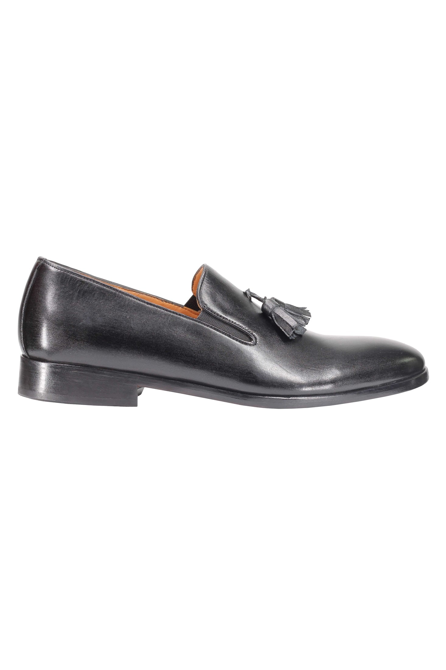 BLACK CALF LEATHER SOLE TASSEL LOAFERS