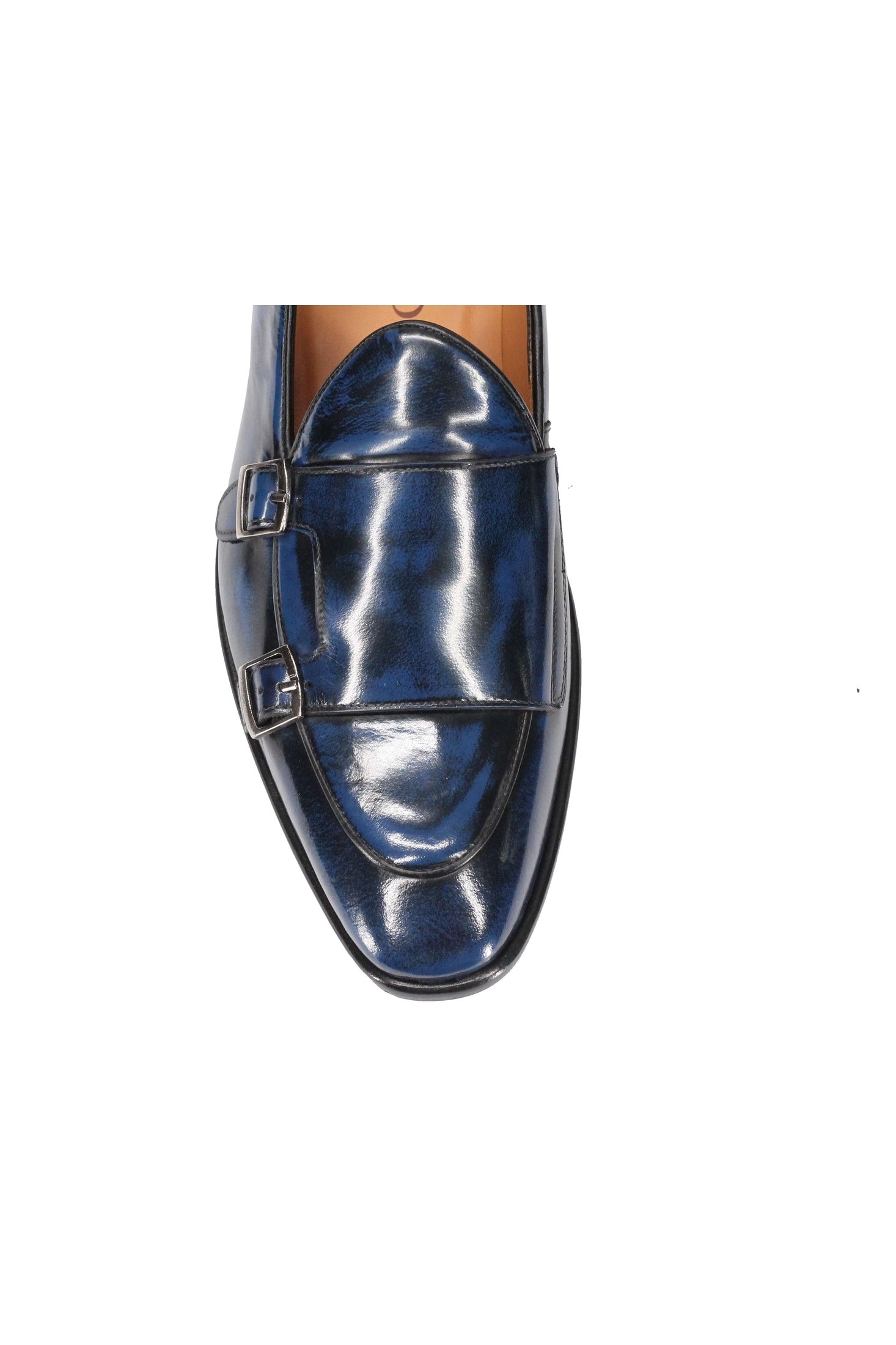 Blue Patent Leather Double Monk Shoes
