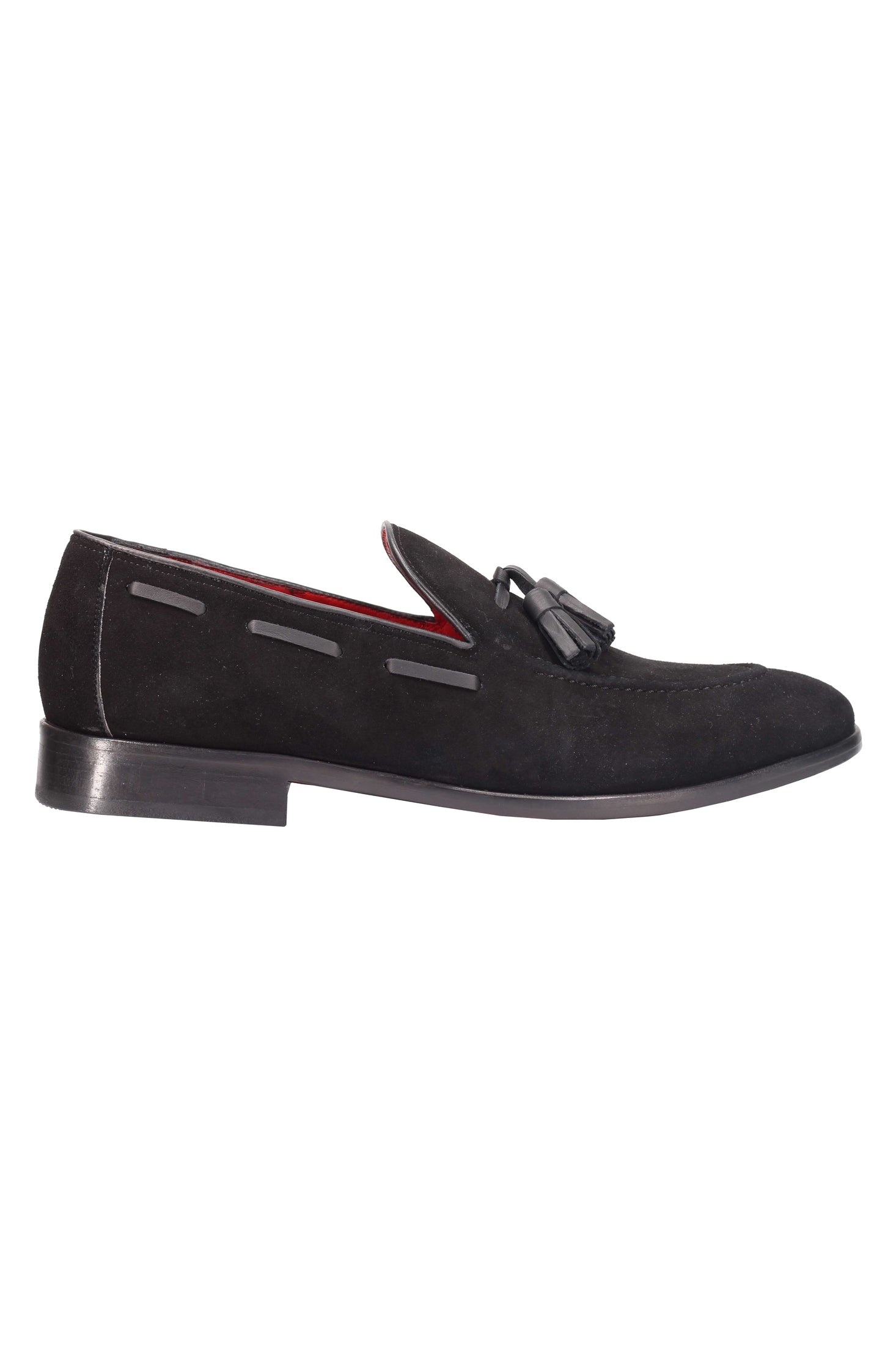 BLACK SUDED LEATHER TASSEL LOAFERS