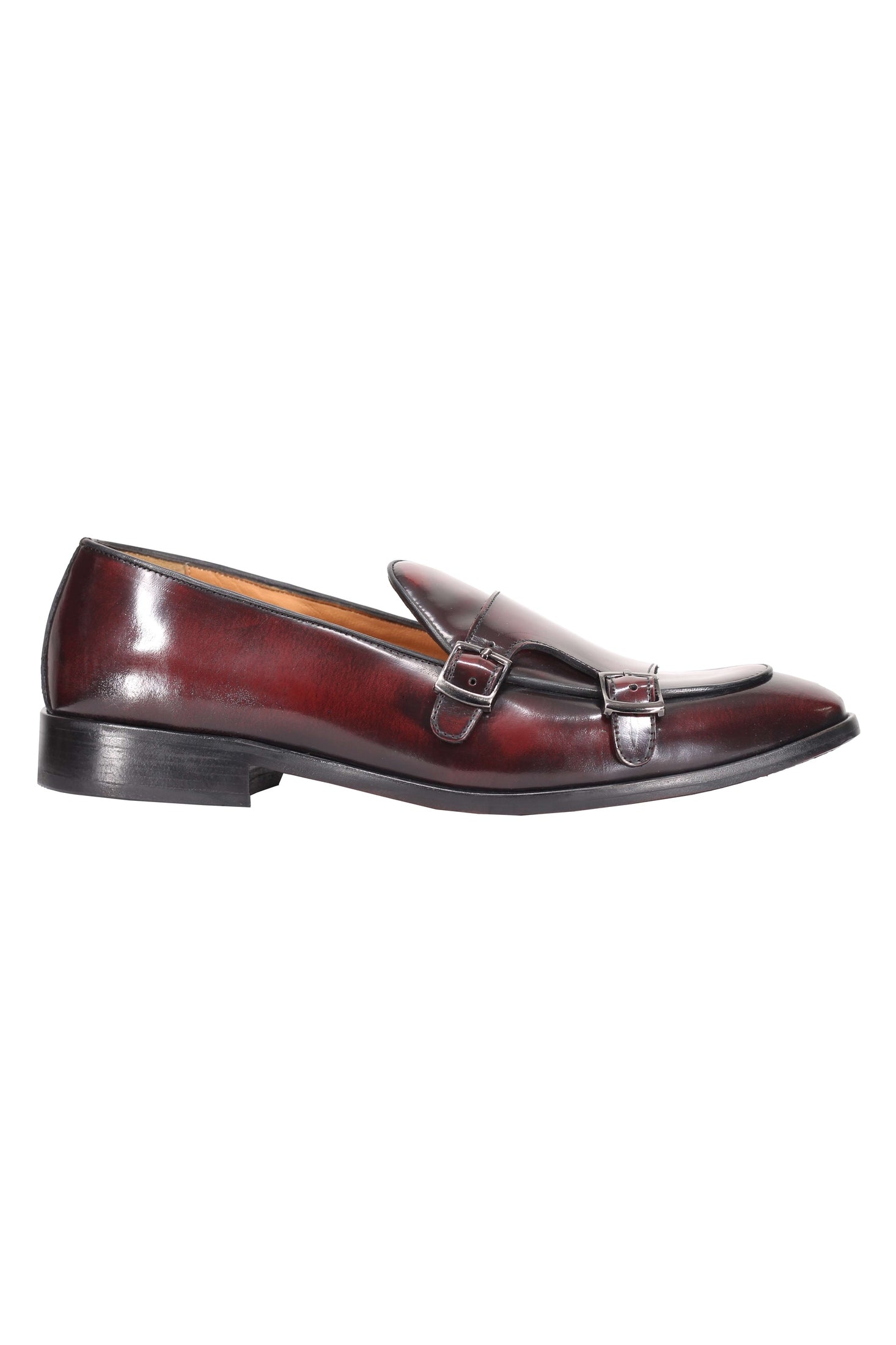 MAROON PATENT LEATHER DOUBLE MONK SHOES