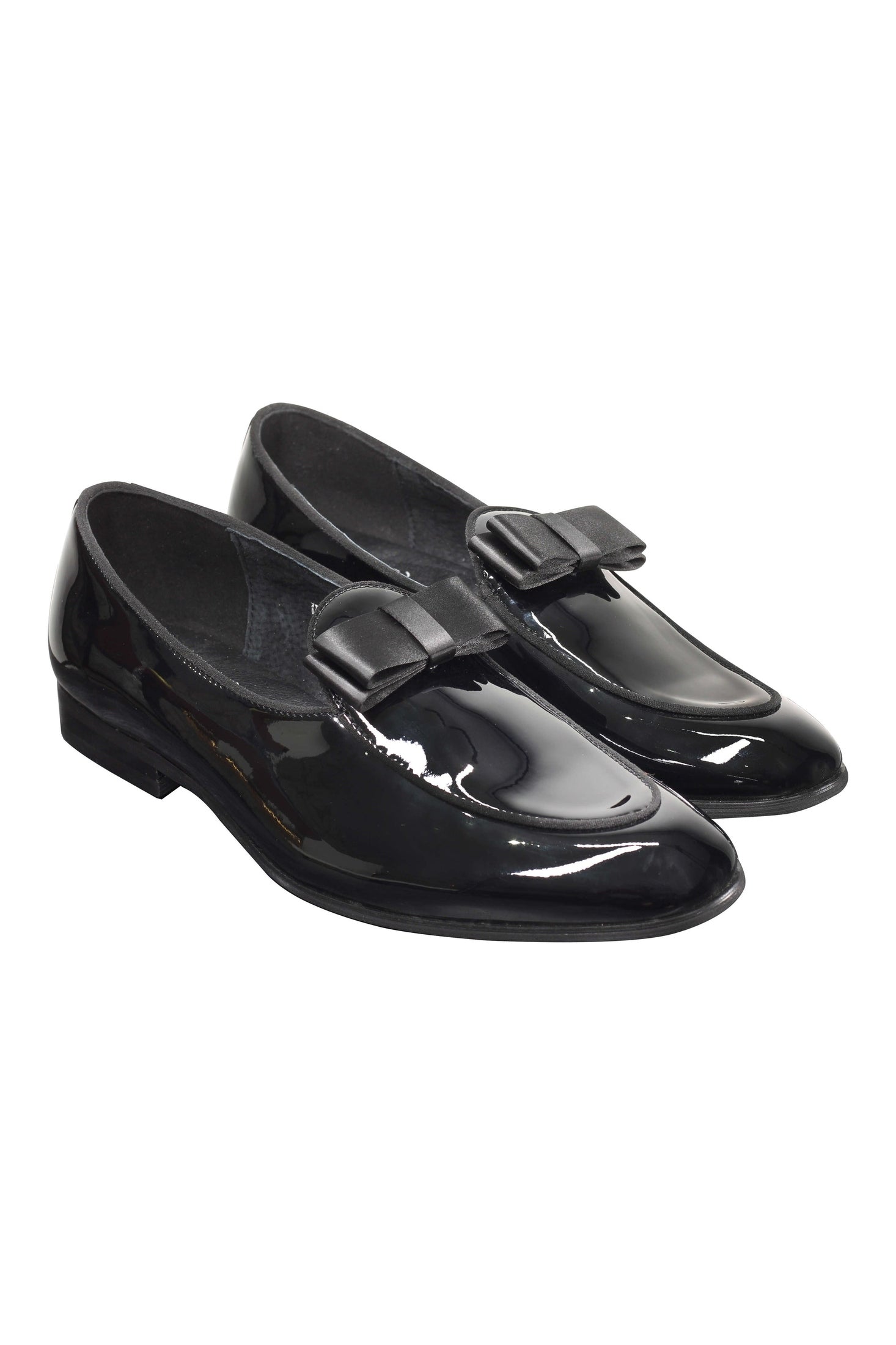 PATENT LOAFERS WITH BOW TIE