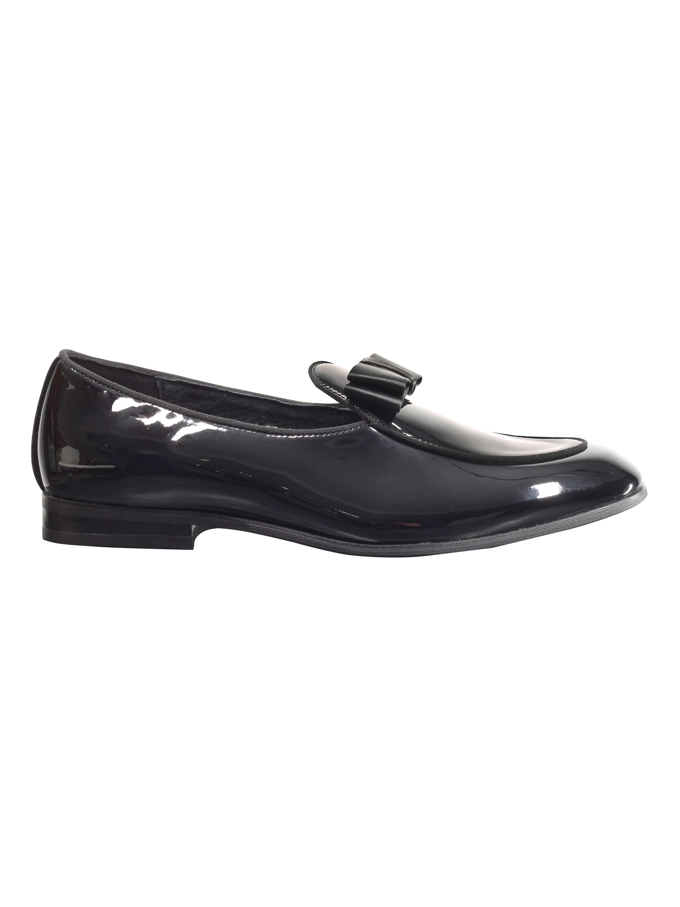 PATENT LOAFERS WITH BOW TIE