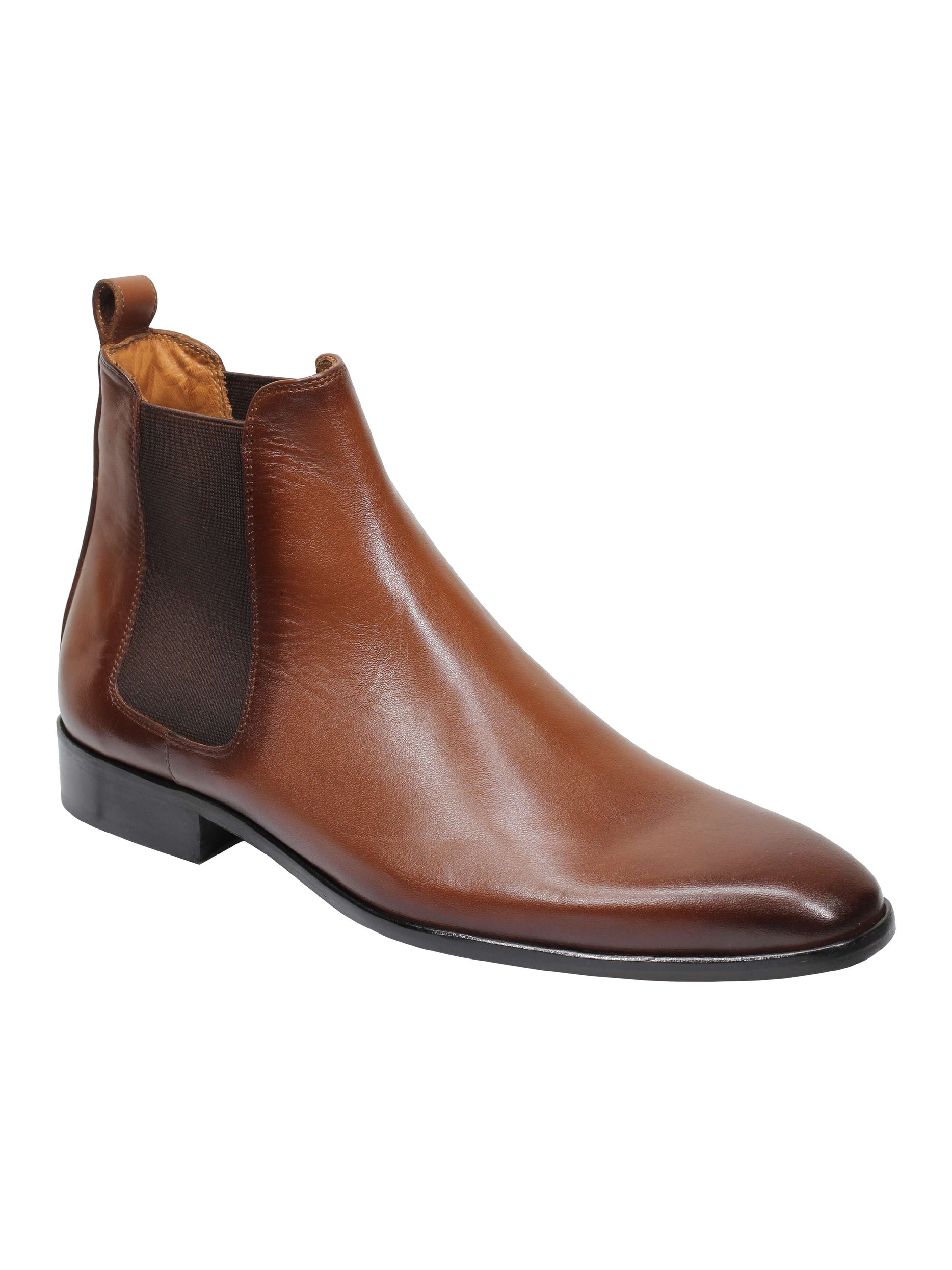 TAN CALF LEATHER CHELSEA BOOTS