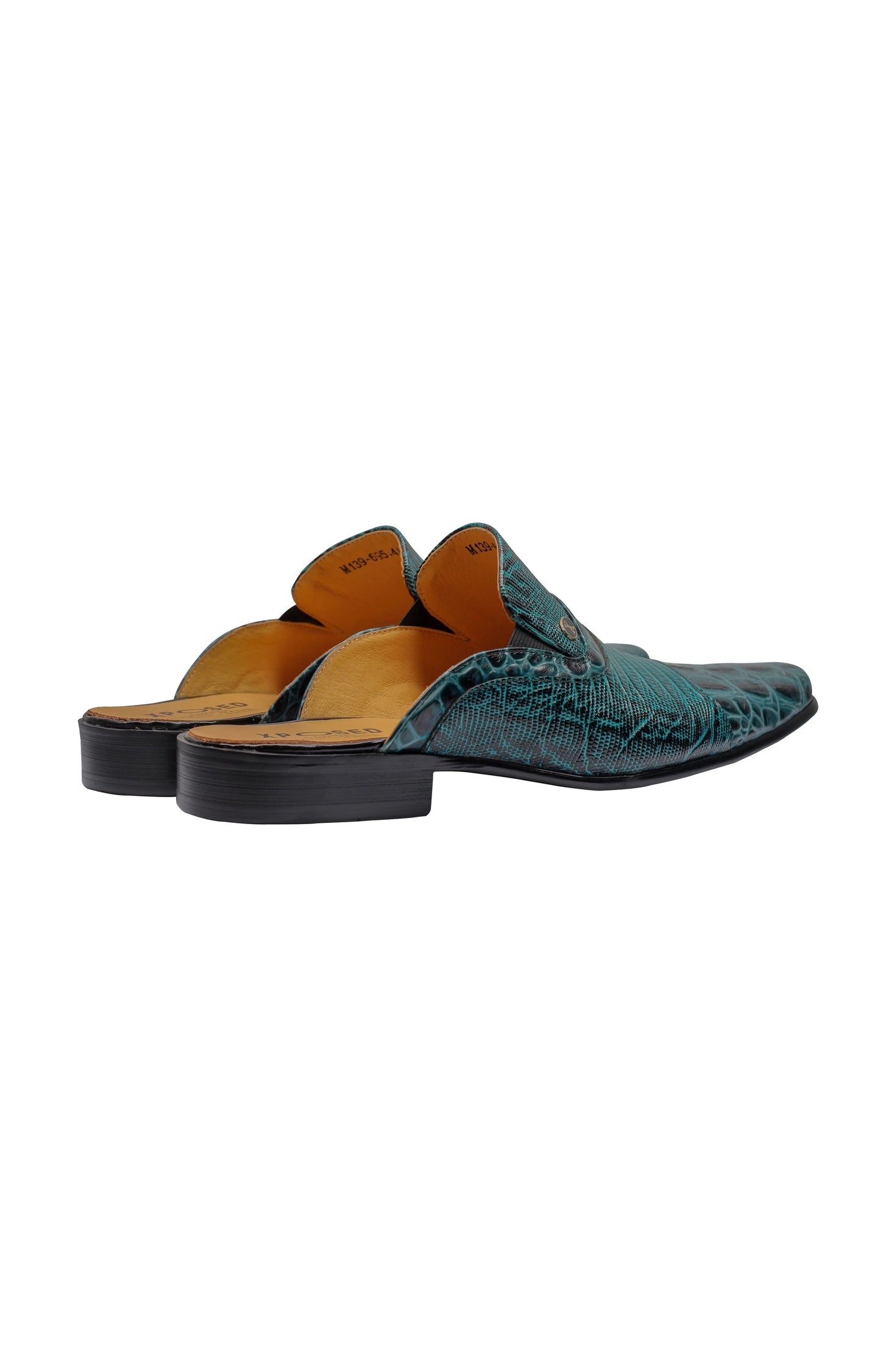 REAL LEATHER GREEN PRINTED HALF SHOE