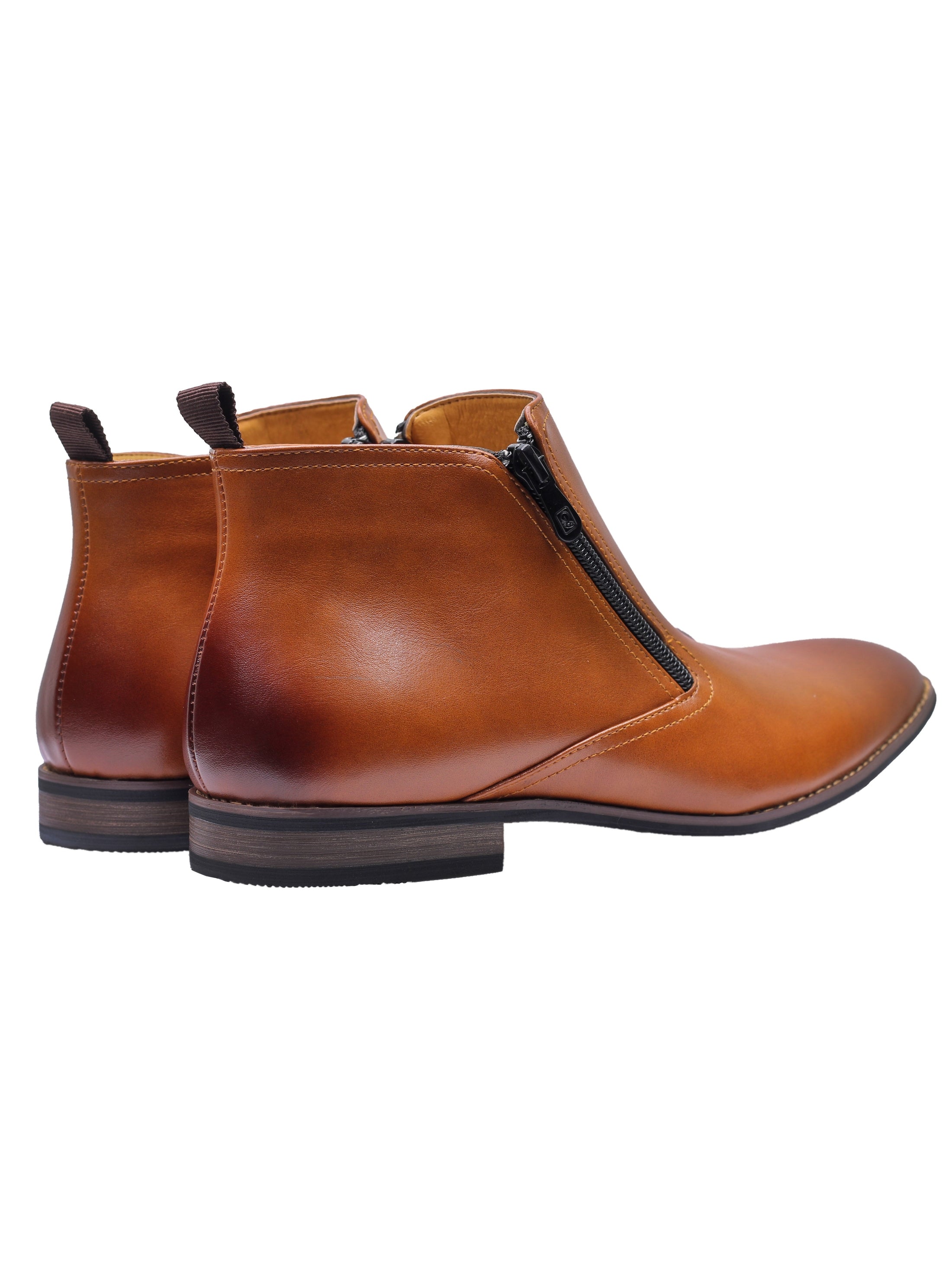 FAUX LEATHER CHELSEA BOOTS LOW ANKLE IN BROWN