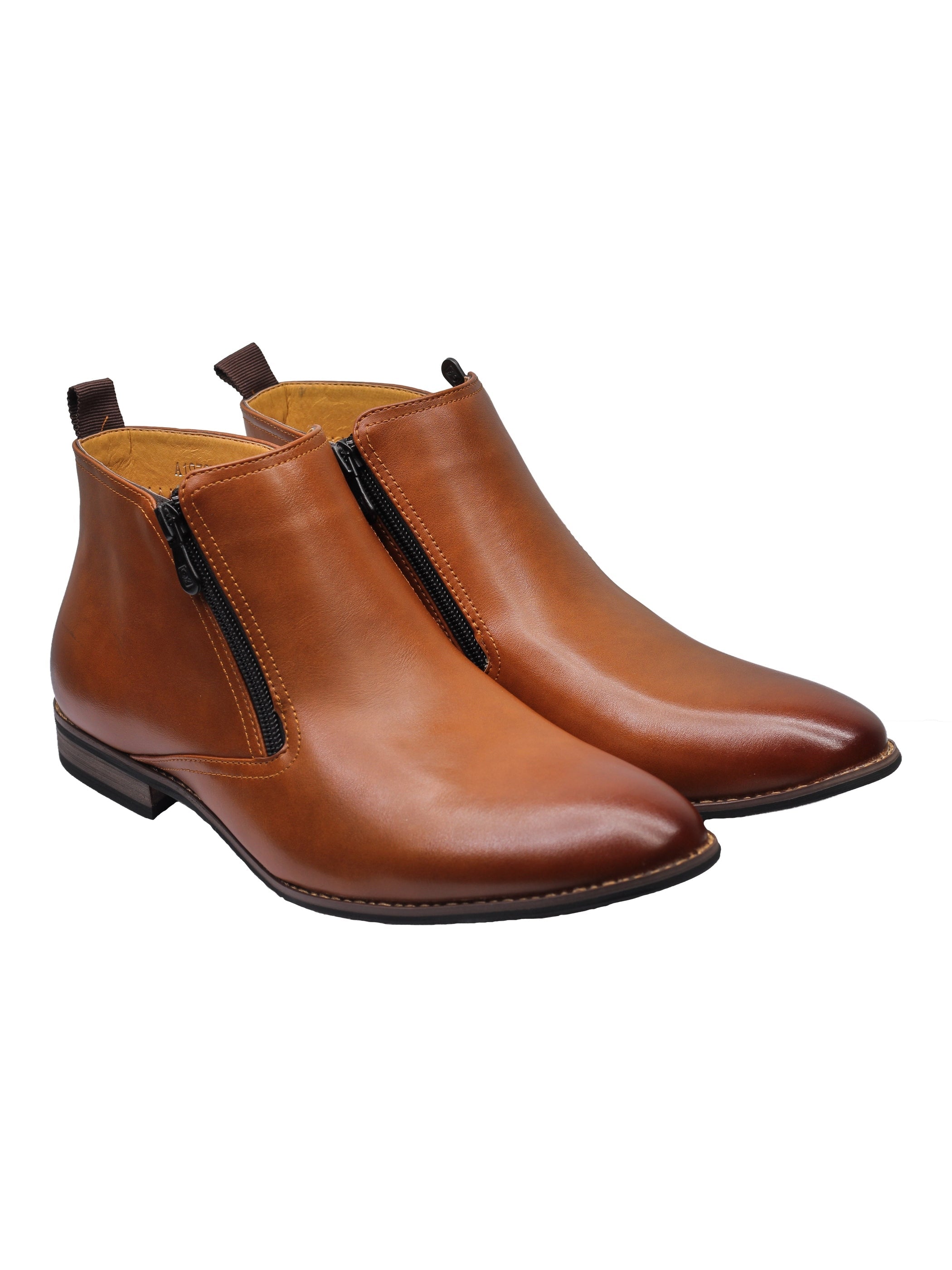 FAUX LEATHER CHELSEA BOOTS LOW ANKLE IN BROWN