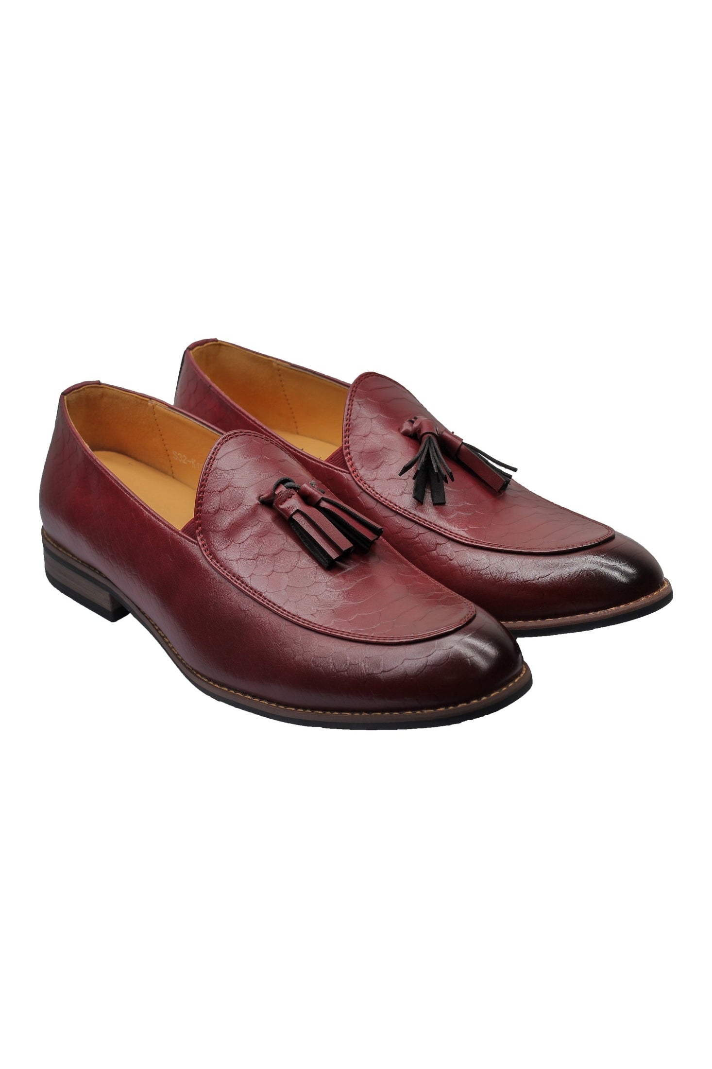SHINY FAUX LEATHER PRINTED TASSEL LOAFERS