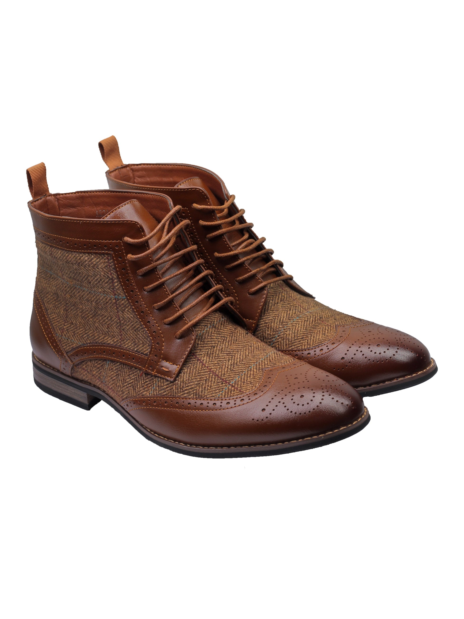 TWEED BROGUE BOOTS LACE UP