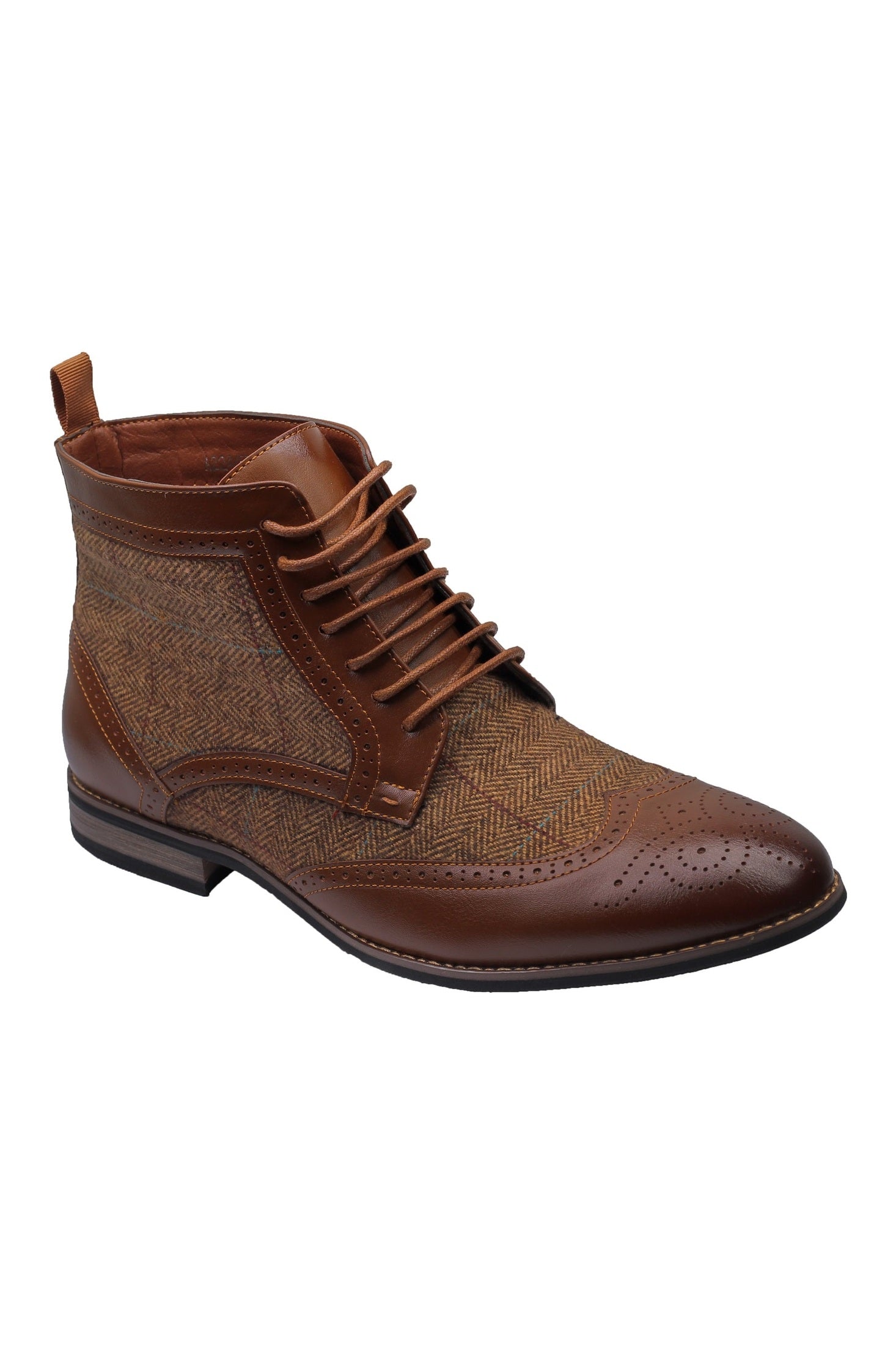 TWEED BROGUE BOOTS LACE UP