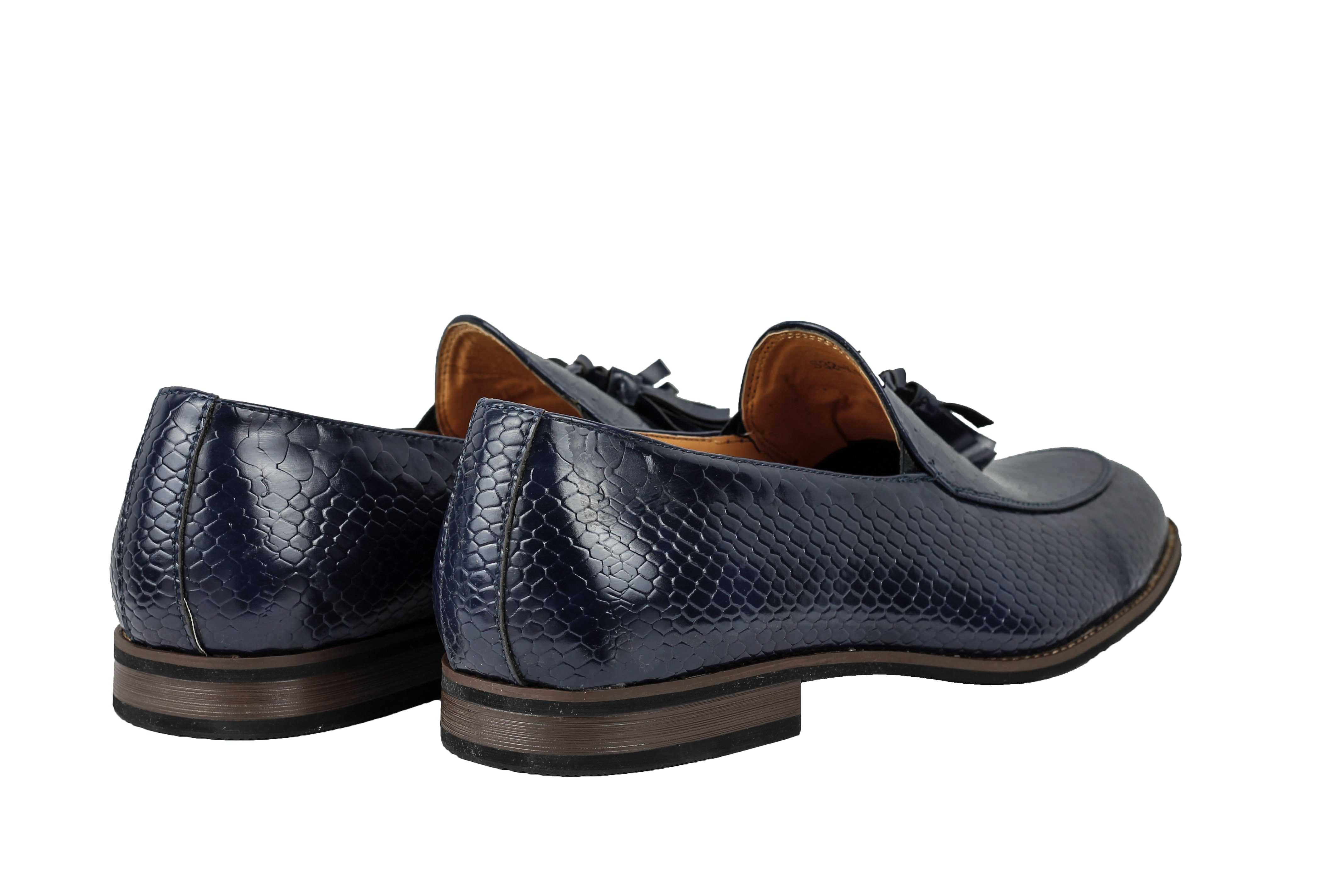 SHINY FAUX LEATHER PRINTED TASSEL LOAFERS