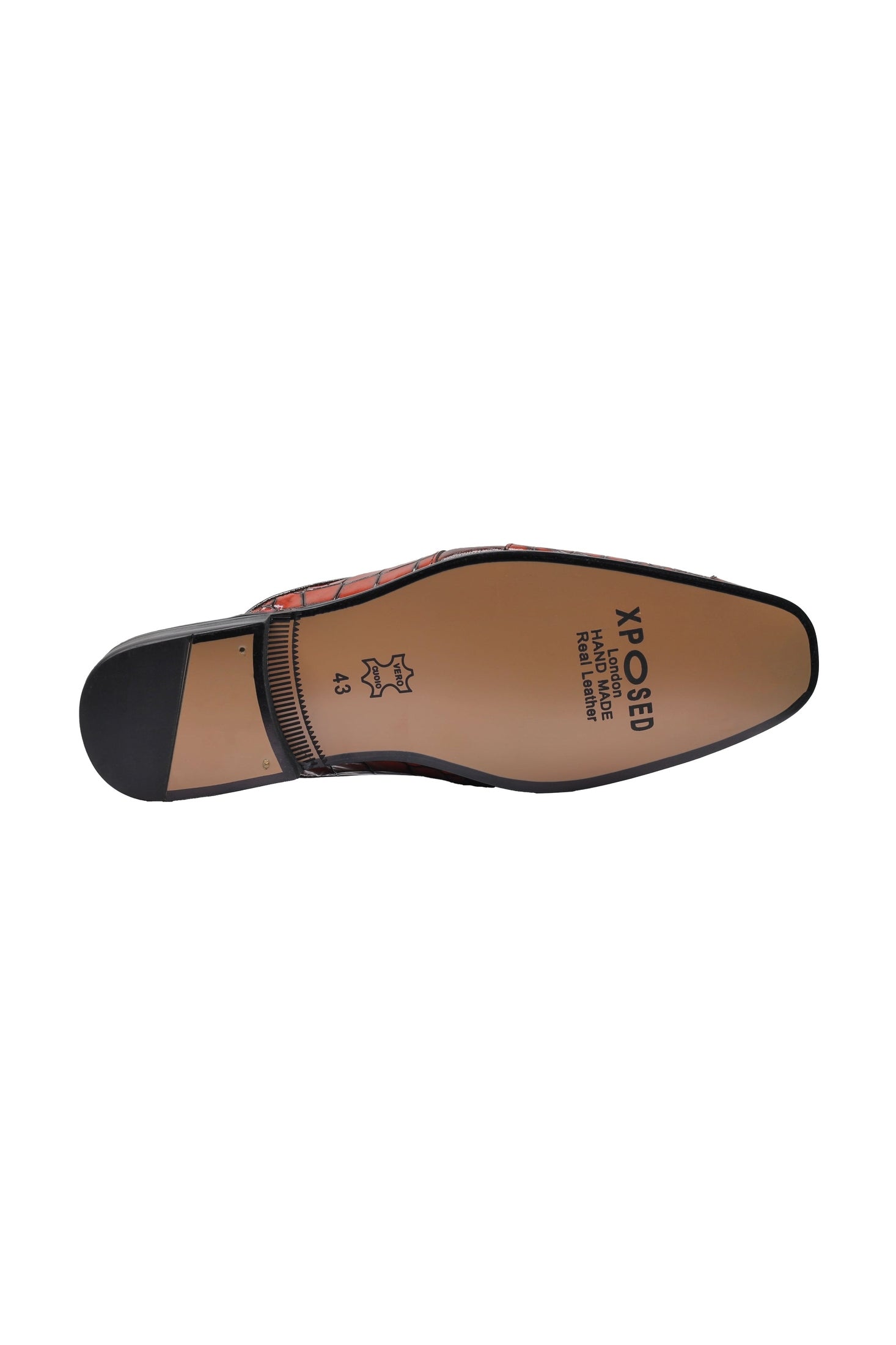 REAL LEATHER BROWN PRINTED HALF SHOES