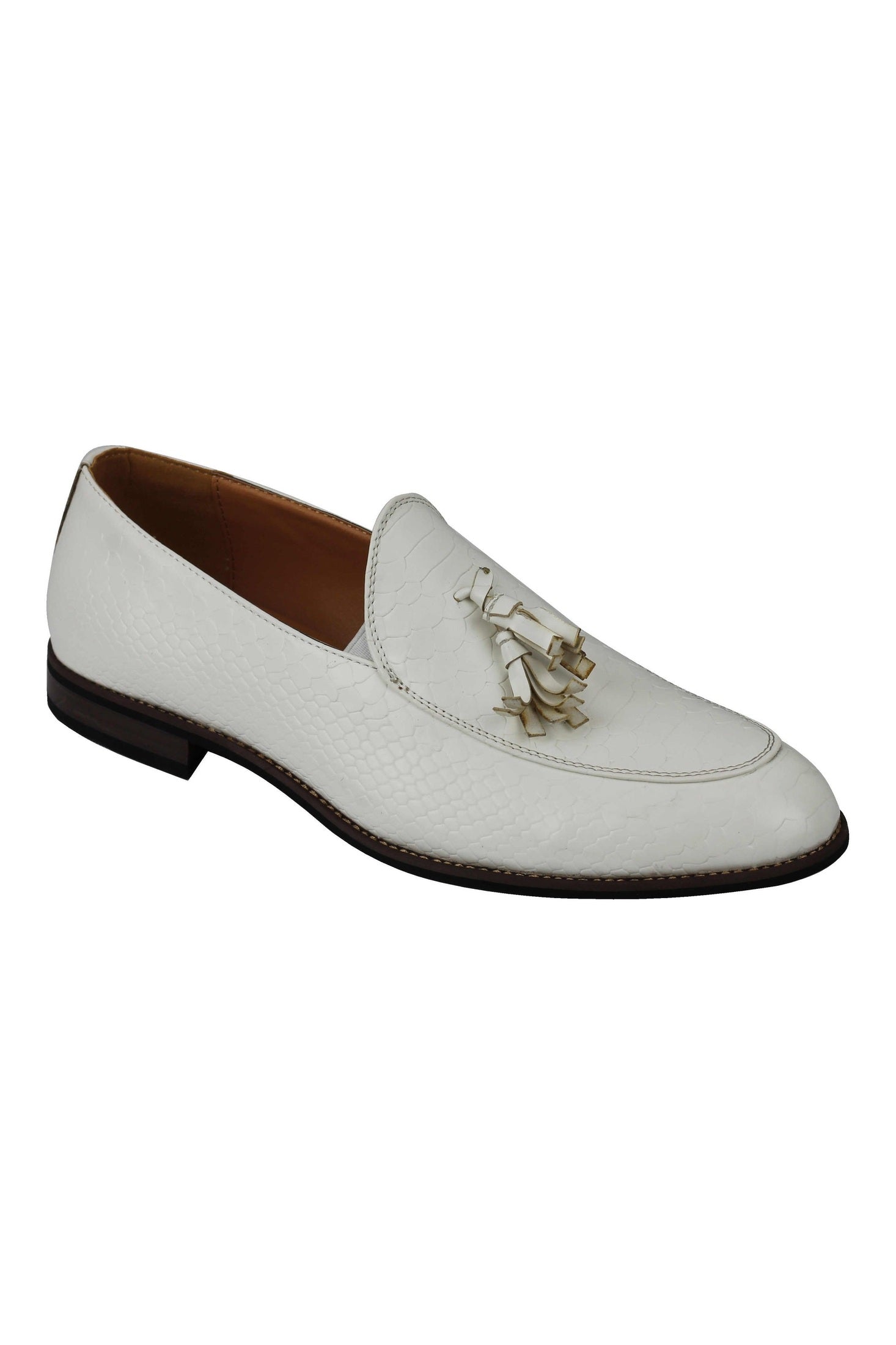 SHINY FAUX LEATHER PRINTED TASSEL LOAFERS