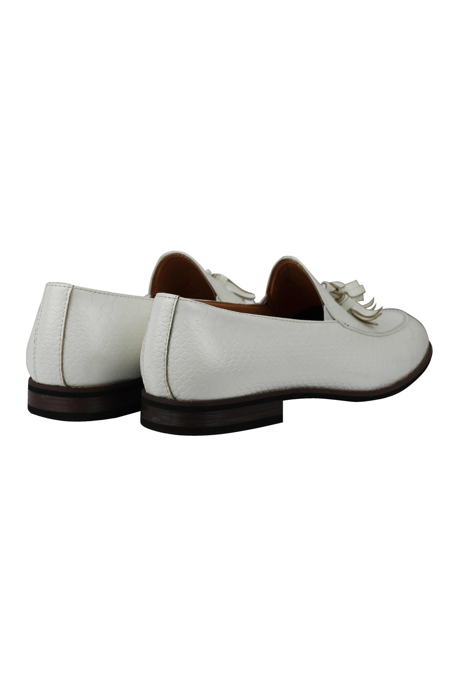 SHINY FAUX LEATHER PRINTED TASSEL LOAFERS