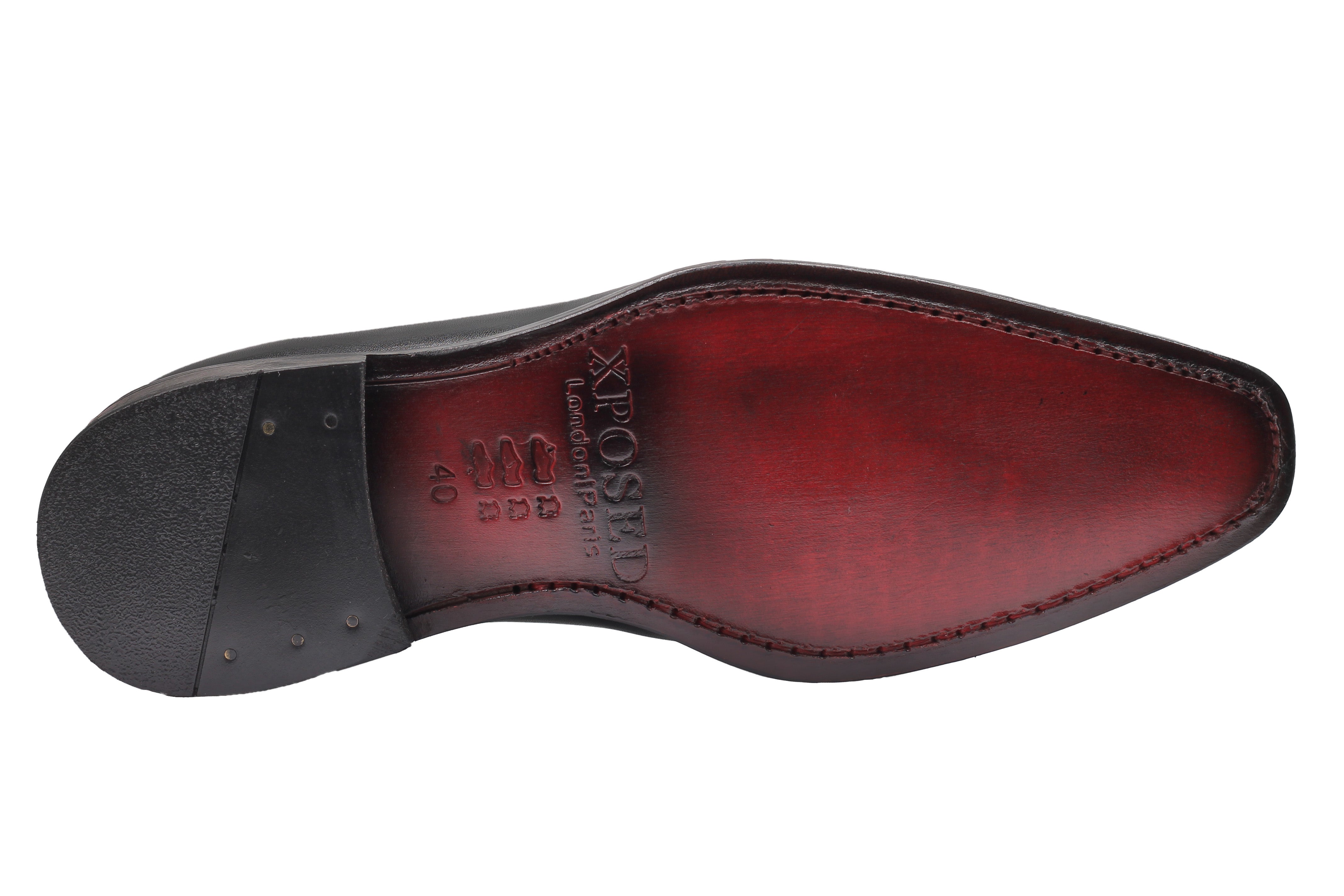 BLACK CALF LEATHER CROC PRINT WHOLECUT OXFORDS