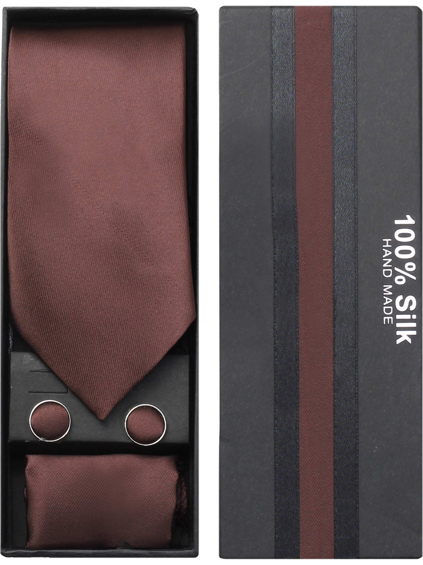 PLAIN SILK BROWN TIE