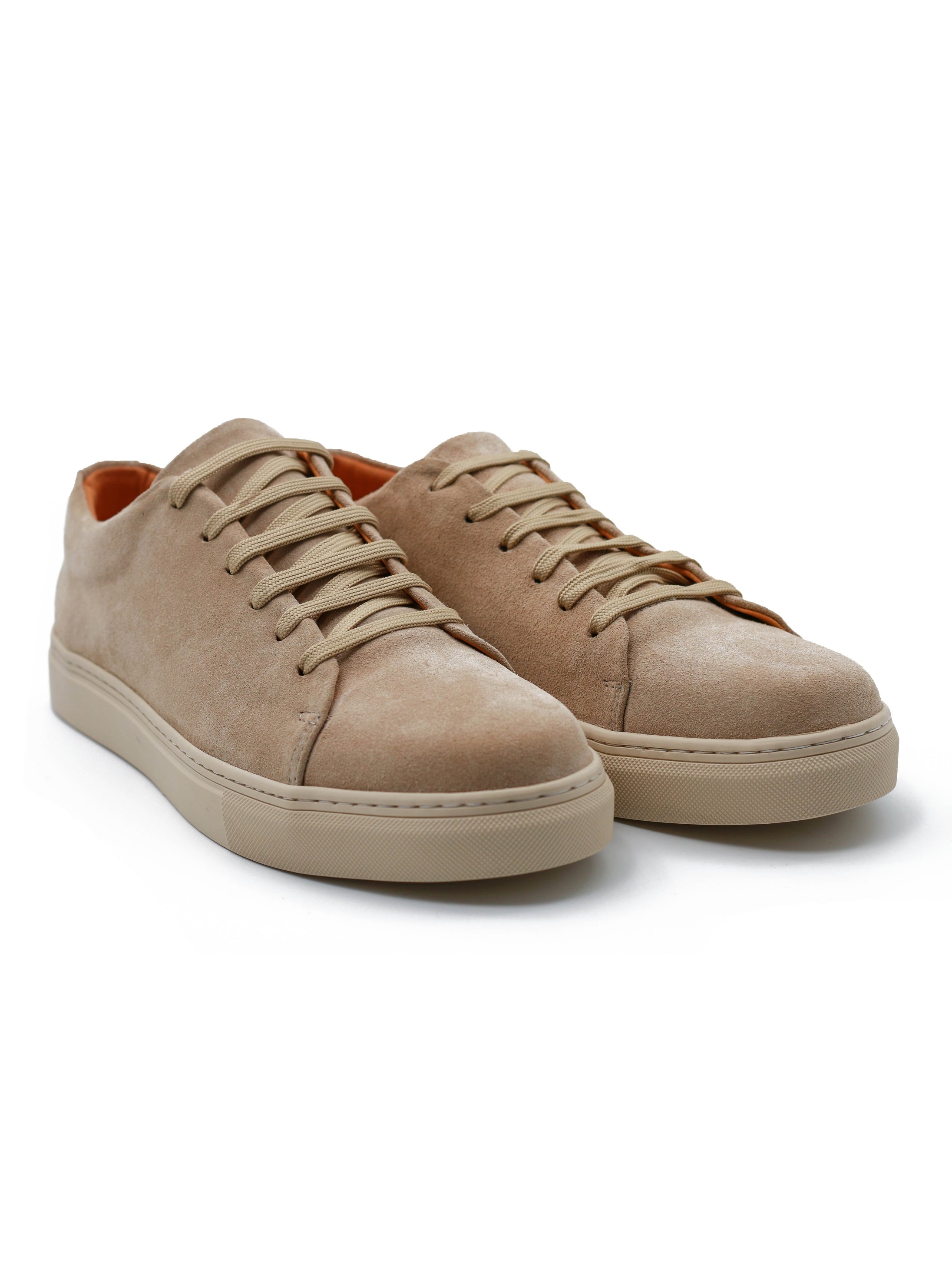 SUEDE LEATHER LACE UP SNEAKERS IN BEIGE