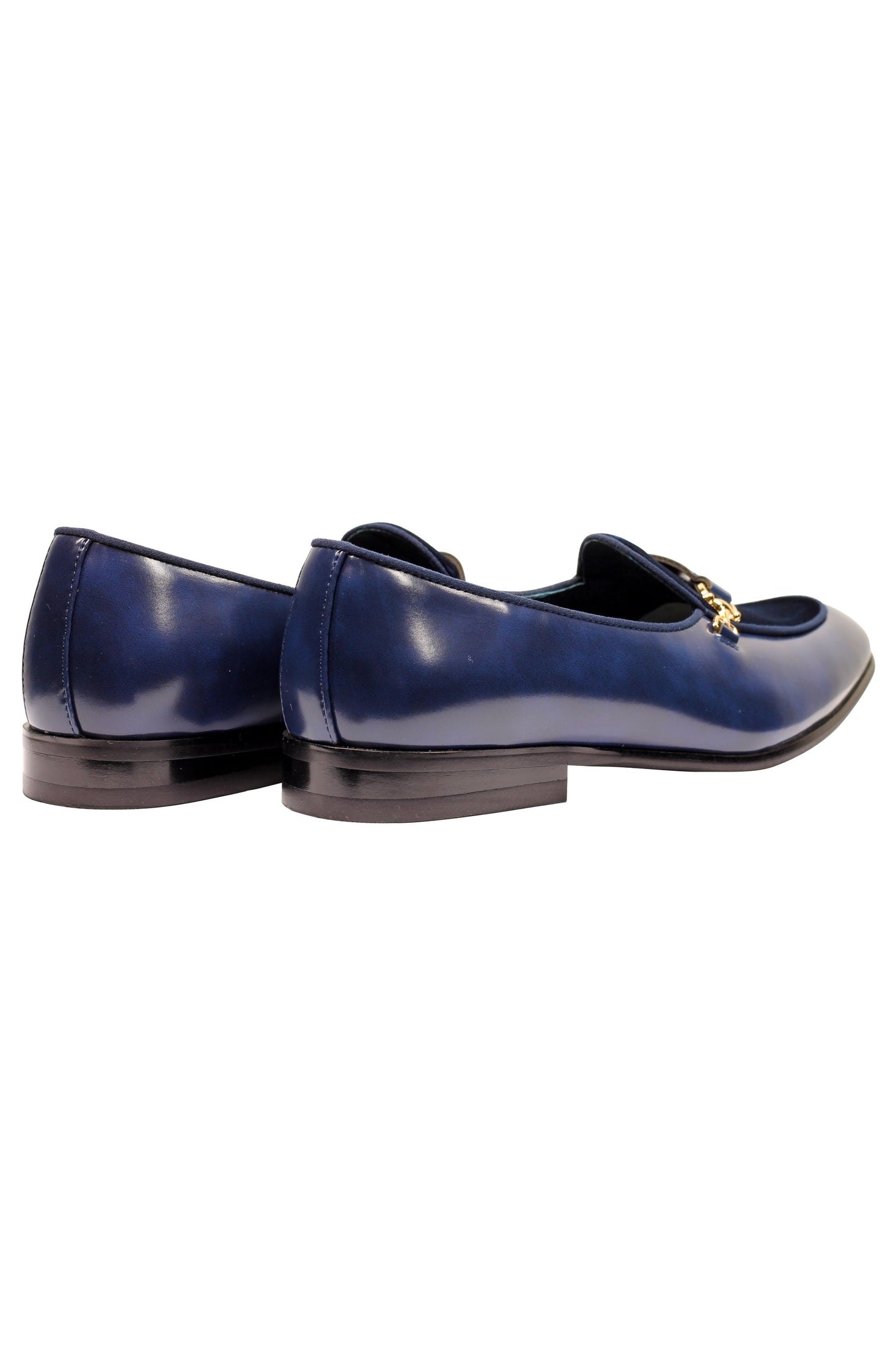 LEATHER & VELVET LOAFERS WITH DECORATIVE MONK STRAP