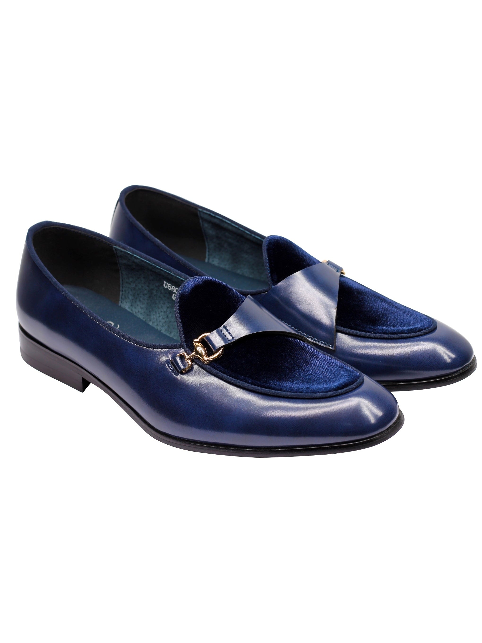 LEATHER & VELVET LOAFERS WITH DECORATIVE MONK STRAP