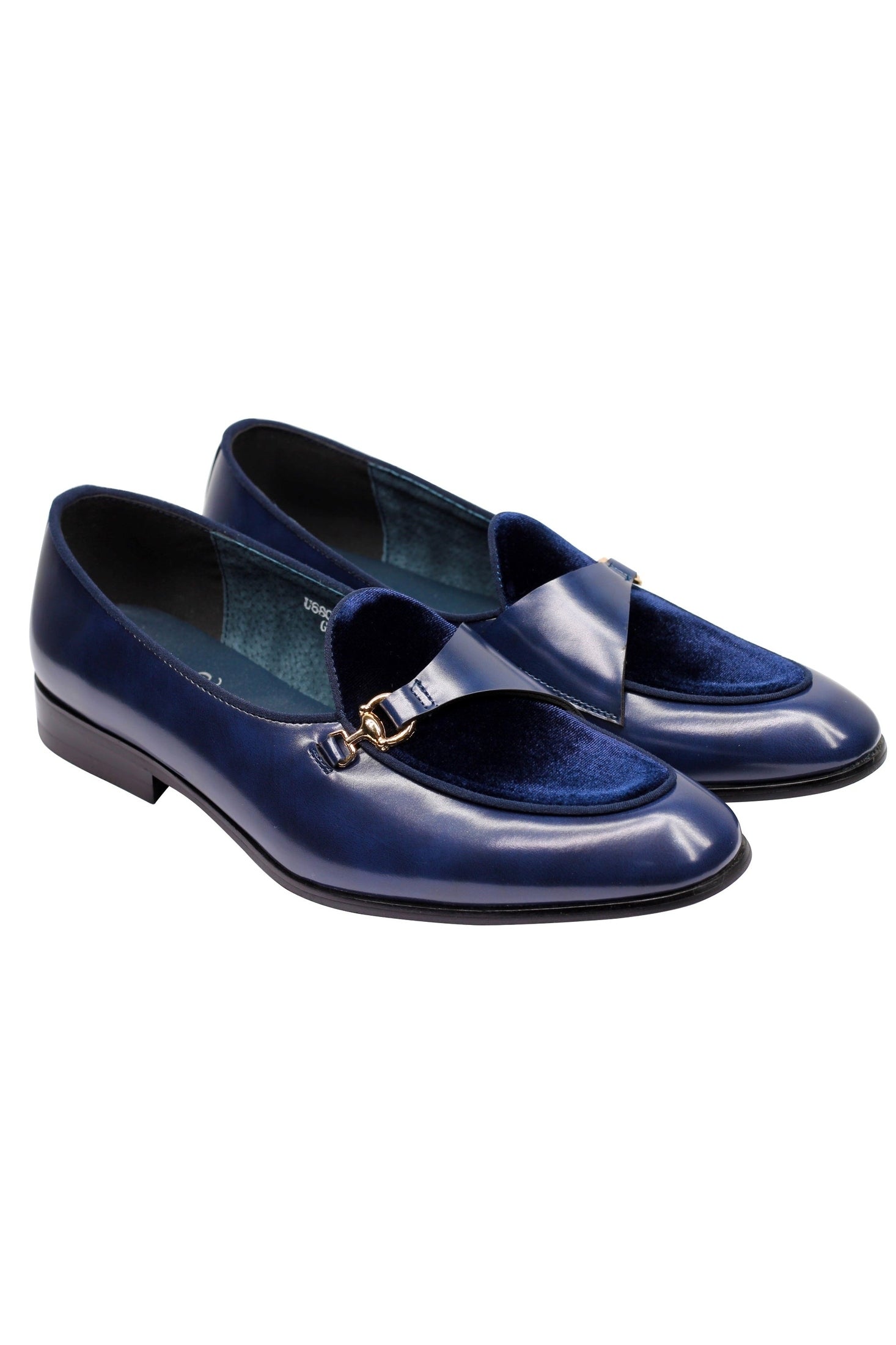 LEATHER & VELVET LOAFERS WITH DECORATIVE MONK STRAP