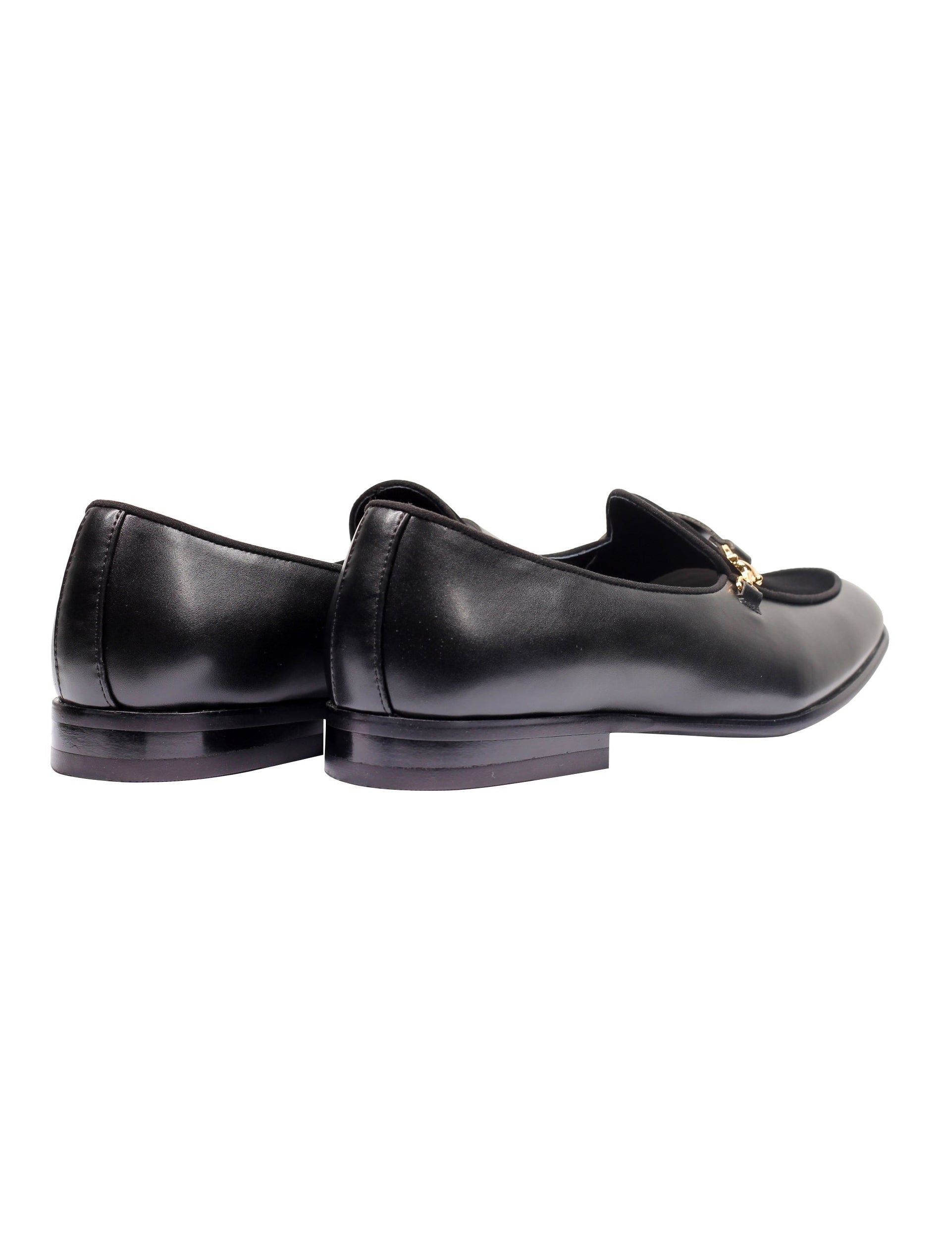 LEATHER & VELVET LOAFERS WITH DECORATIVE MONK STRAP