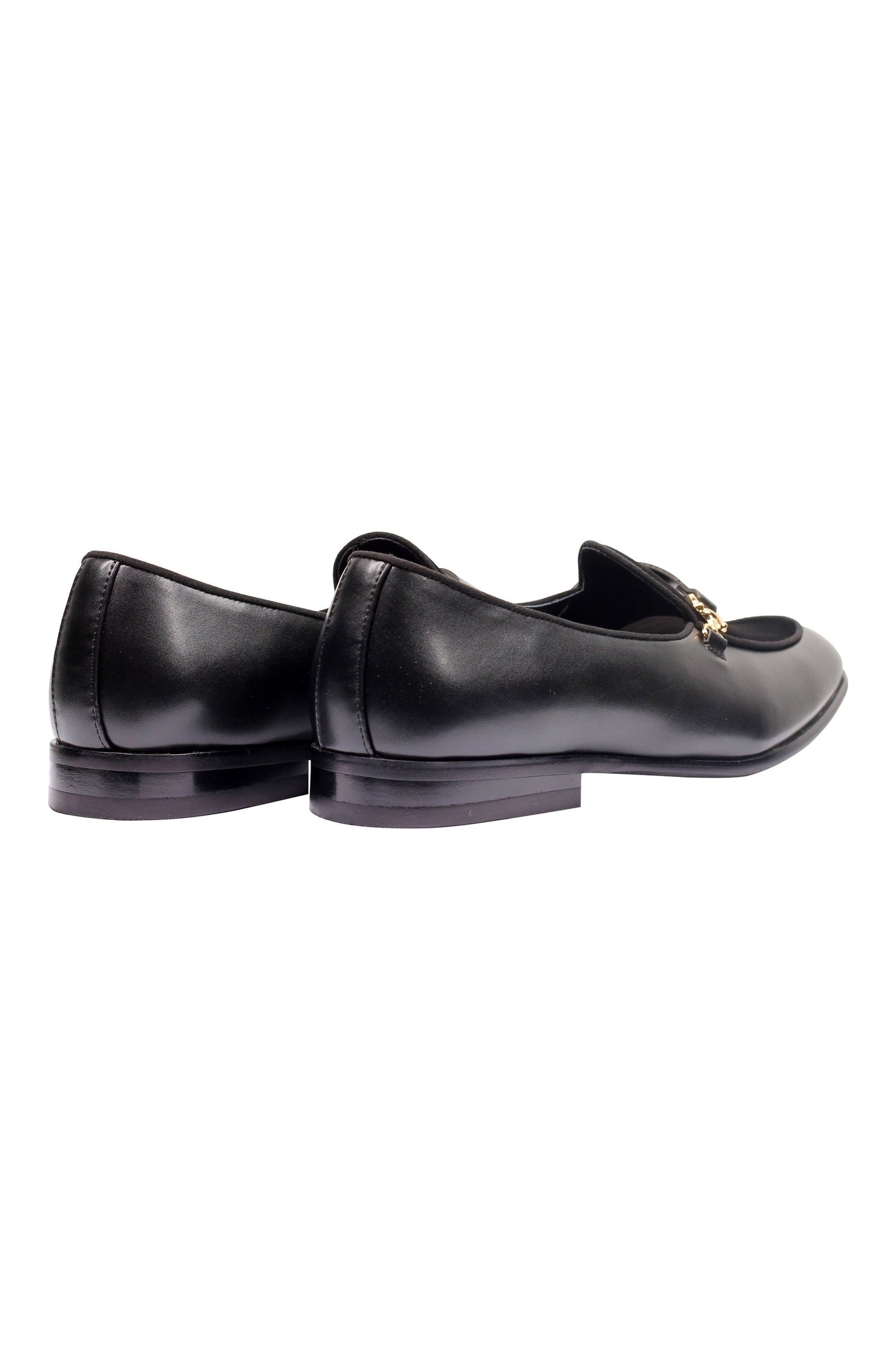 LEATHER & VELVET LOAFERS WITH DECORATIVE MONK STRAP
