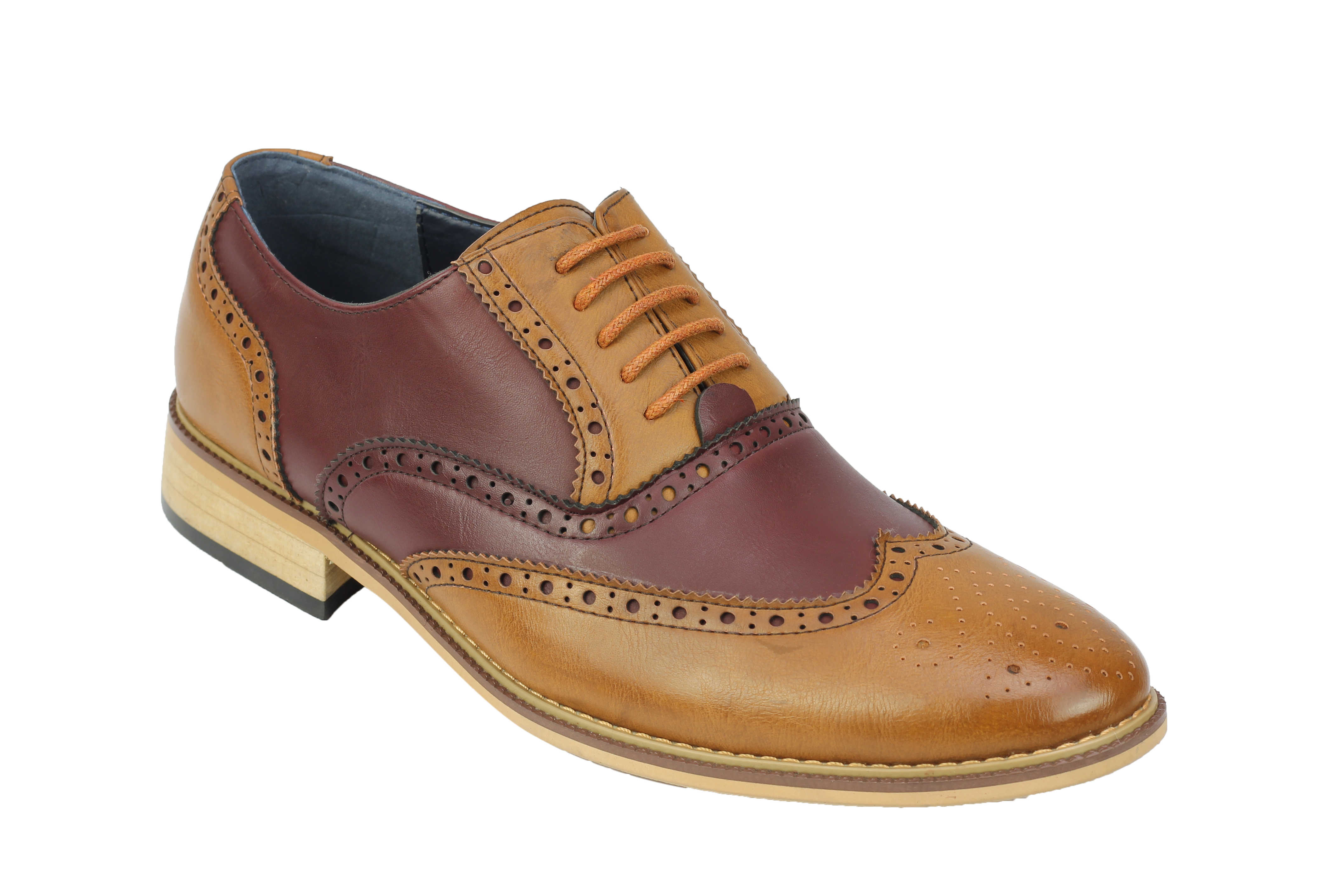 FAUX LEATHER 2 TONE BROGUE LACE UP SHOES