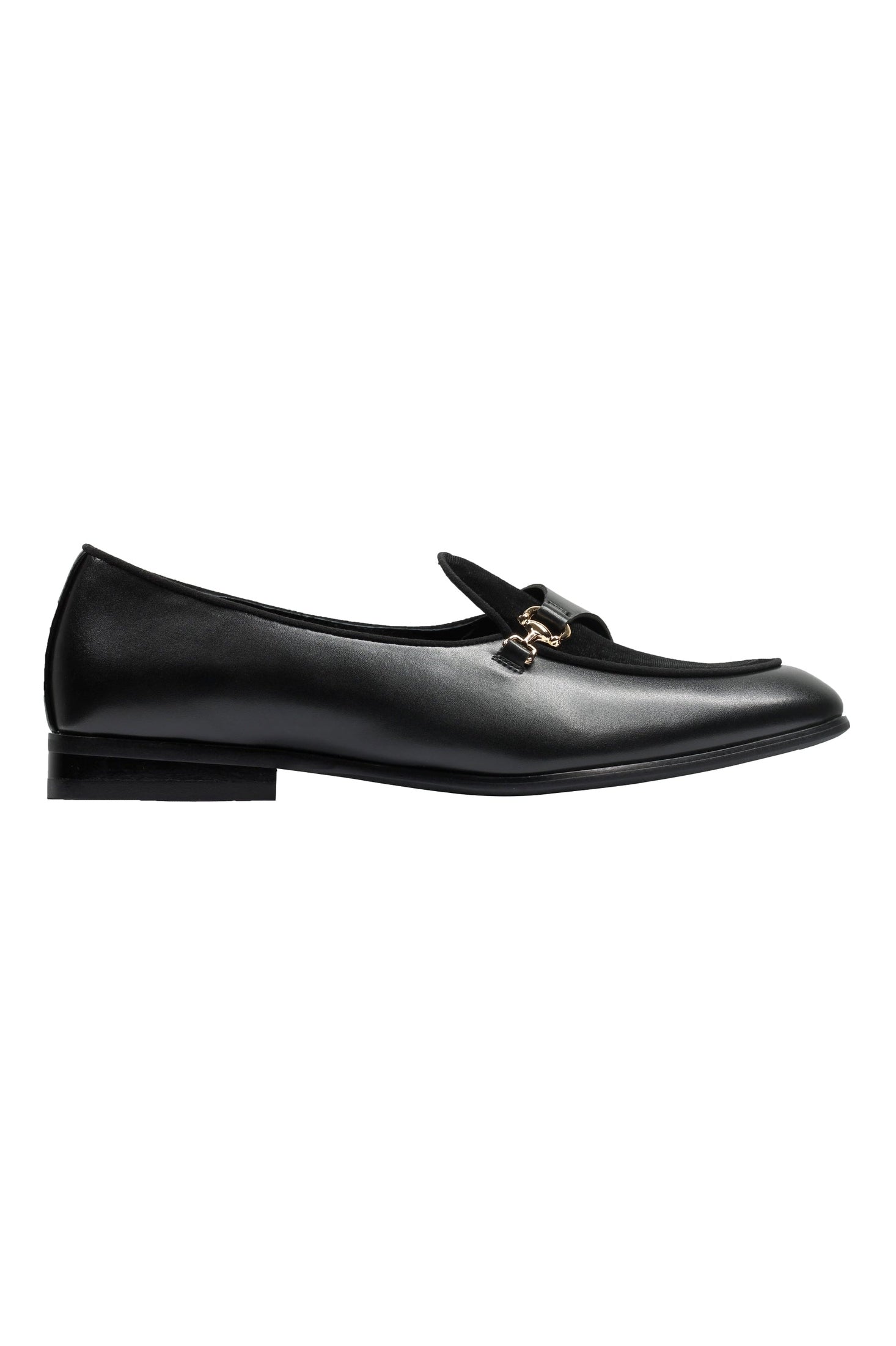 LEATHER & VELVET LOAFERS WITH DECORATIVE MONK STRAP