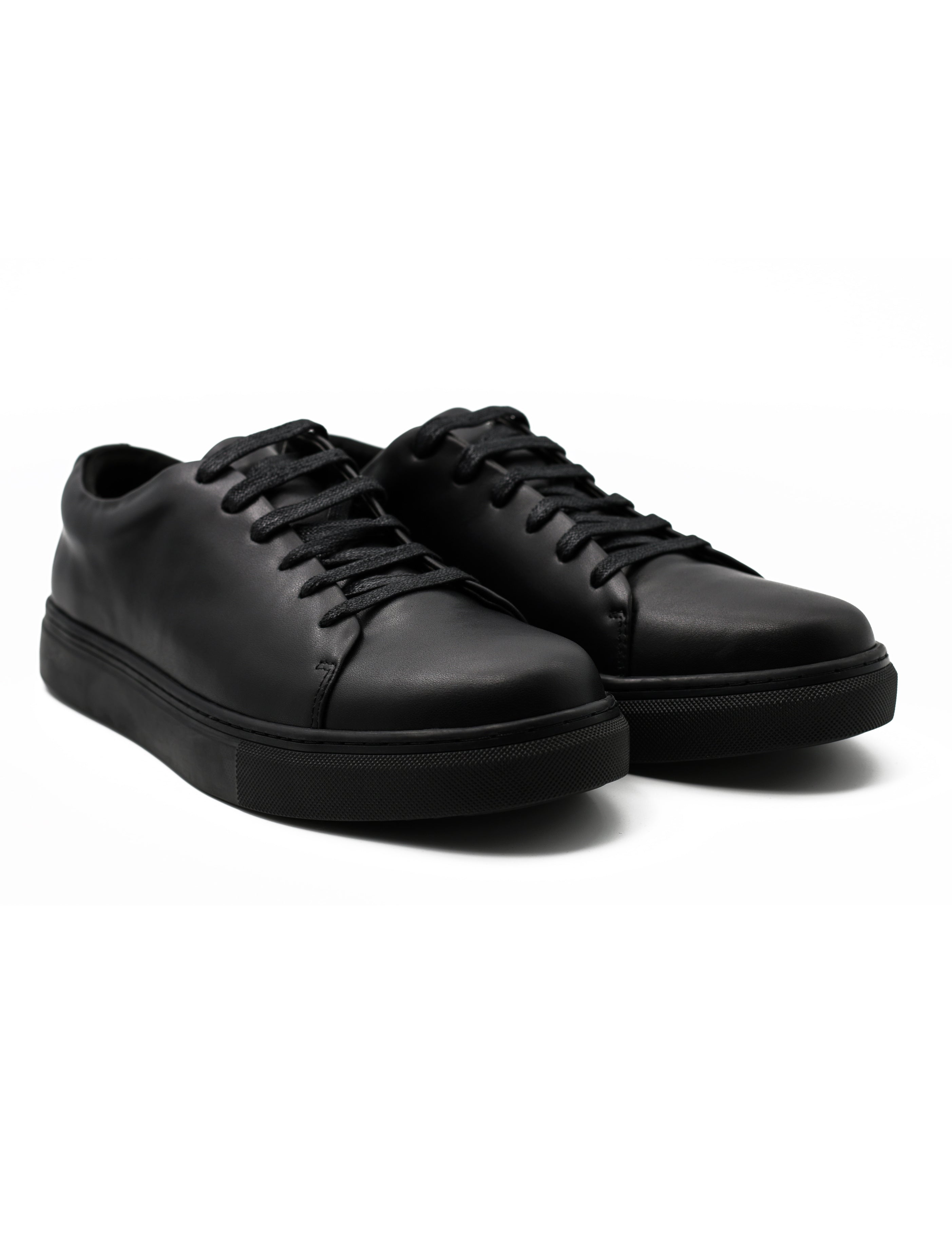 Full Black Real Leather Trainers