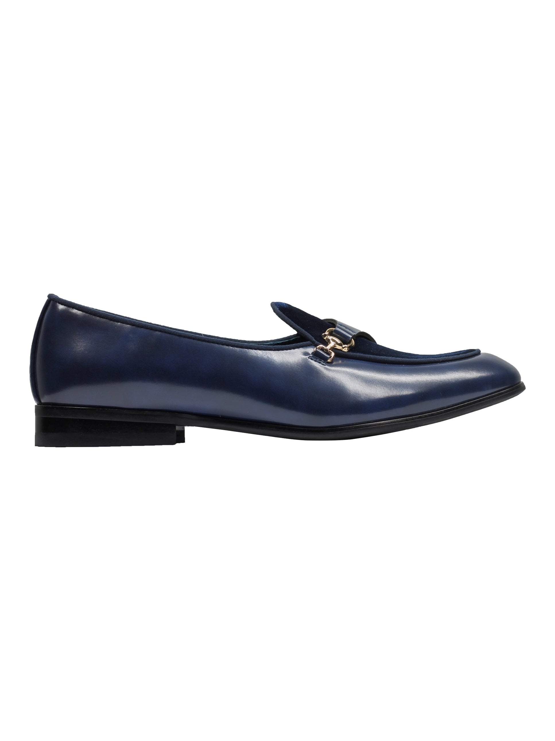 LEATHER & VELVET LOAFERS WITH DECORATIVE MONK STRAP