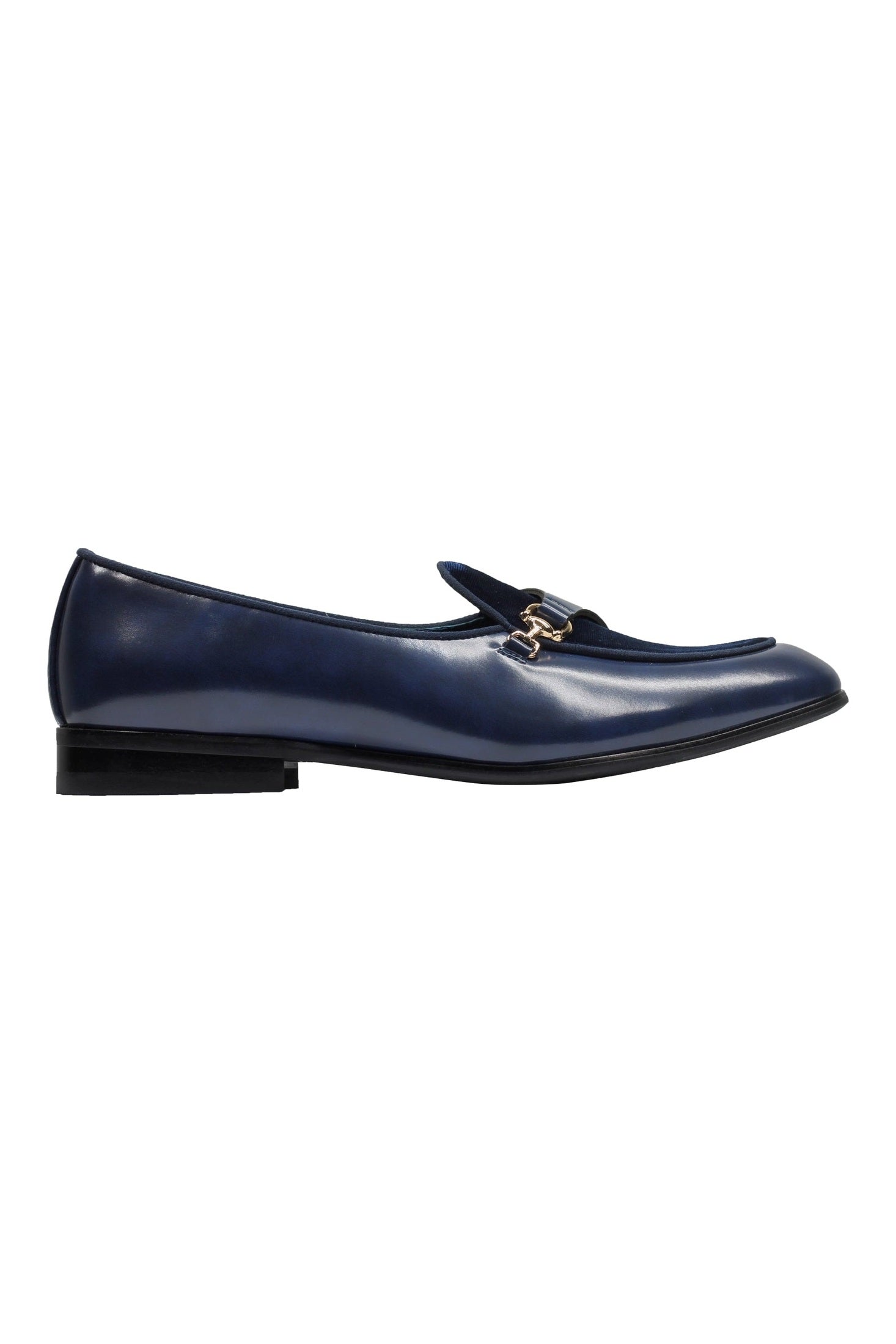 LEATHER & VELVET LOAFERS WITH DECORATIVE MONK STRAP