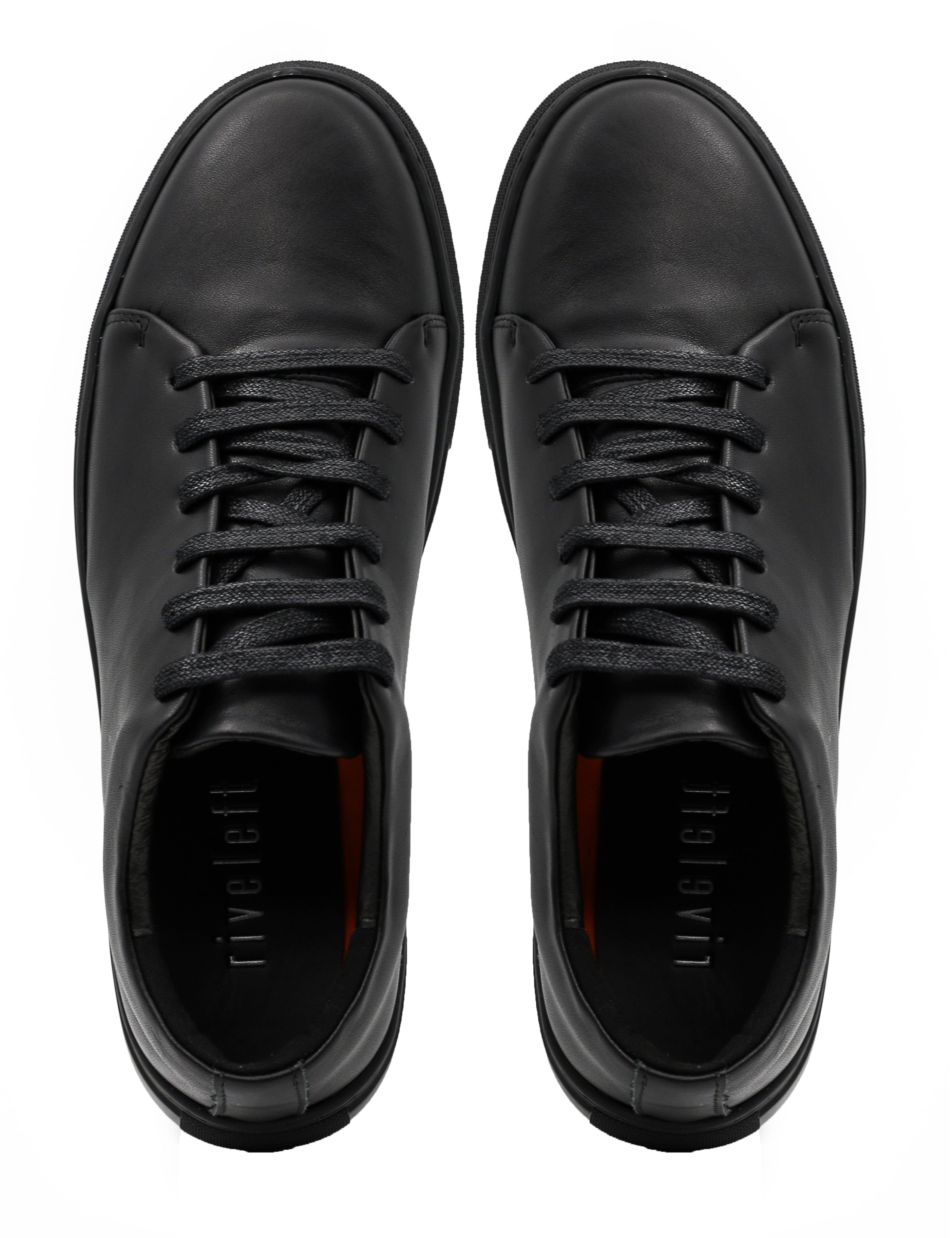 Full Black Real Leather Trainers