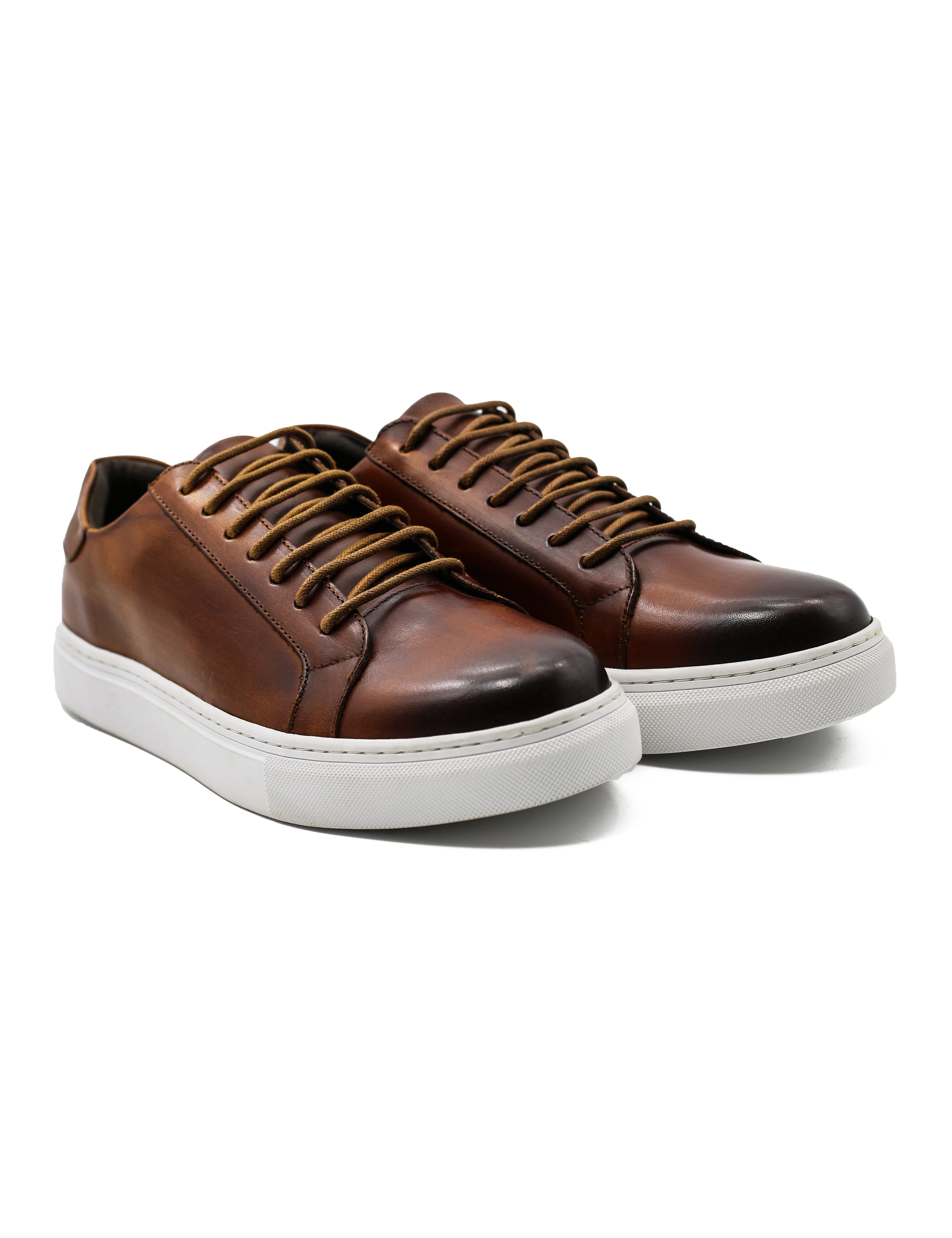 Dark Tan Leather Trainers