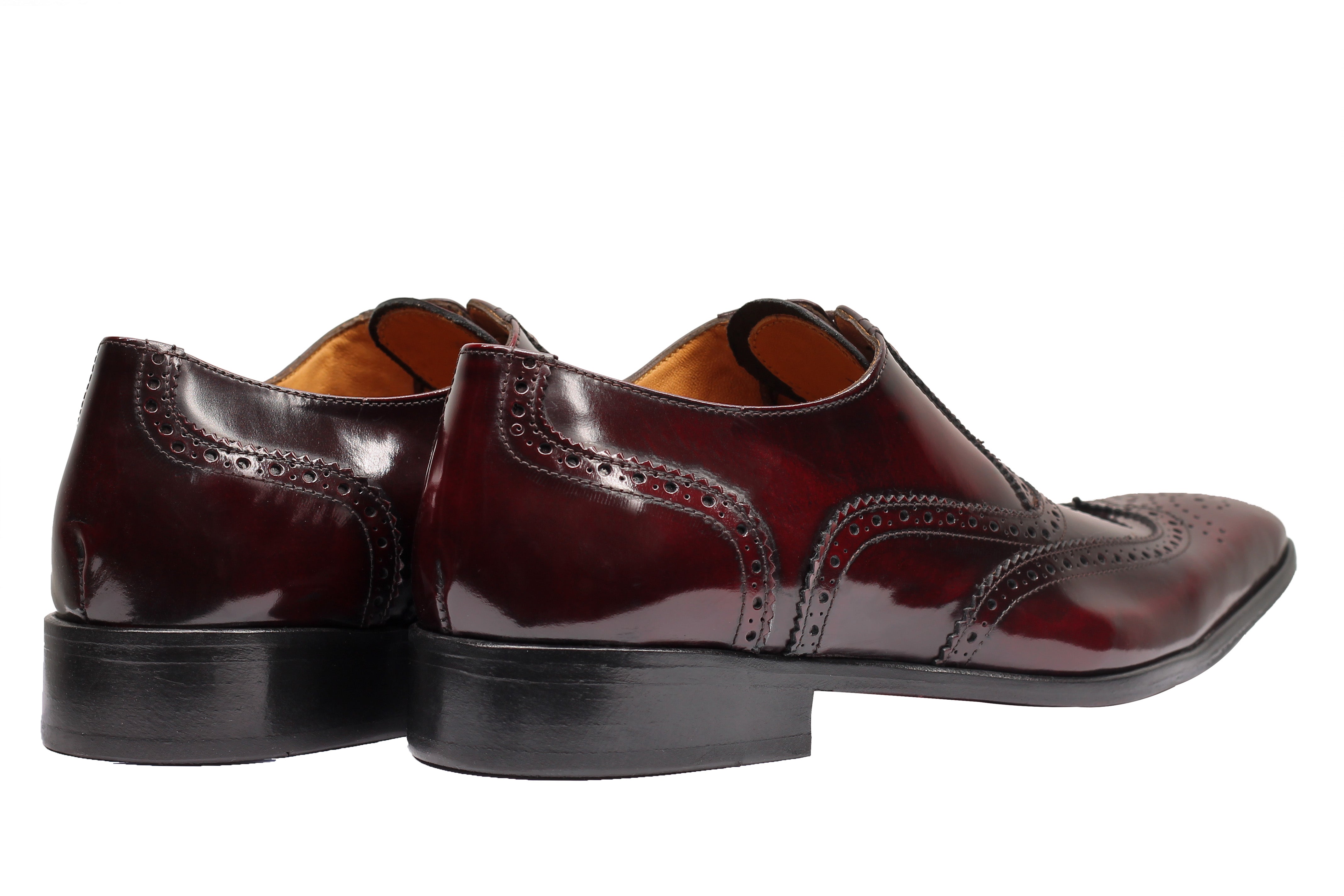 POLISHED CALF LEATHER BROGUES IN BURGUNDY