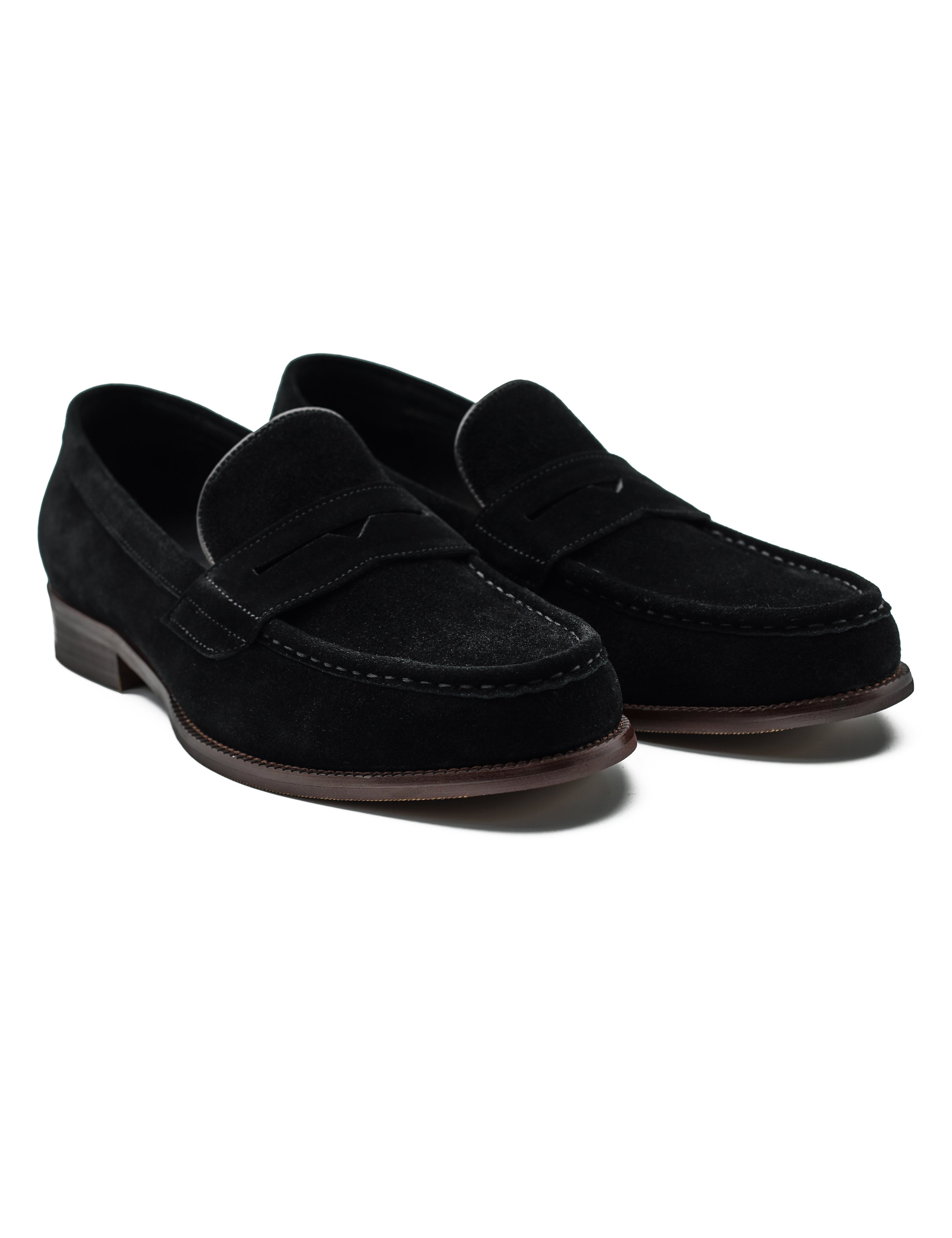BLACK SUEDE LEATHER PENNY LOAFERS