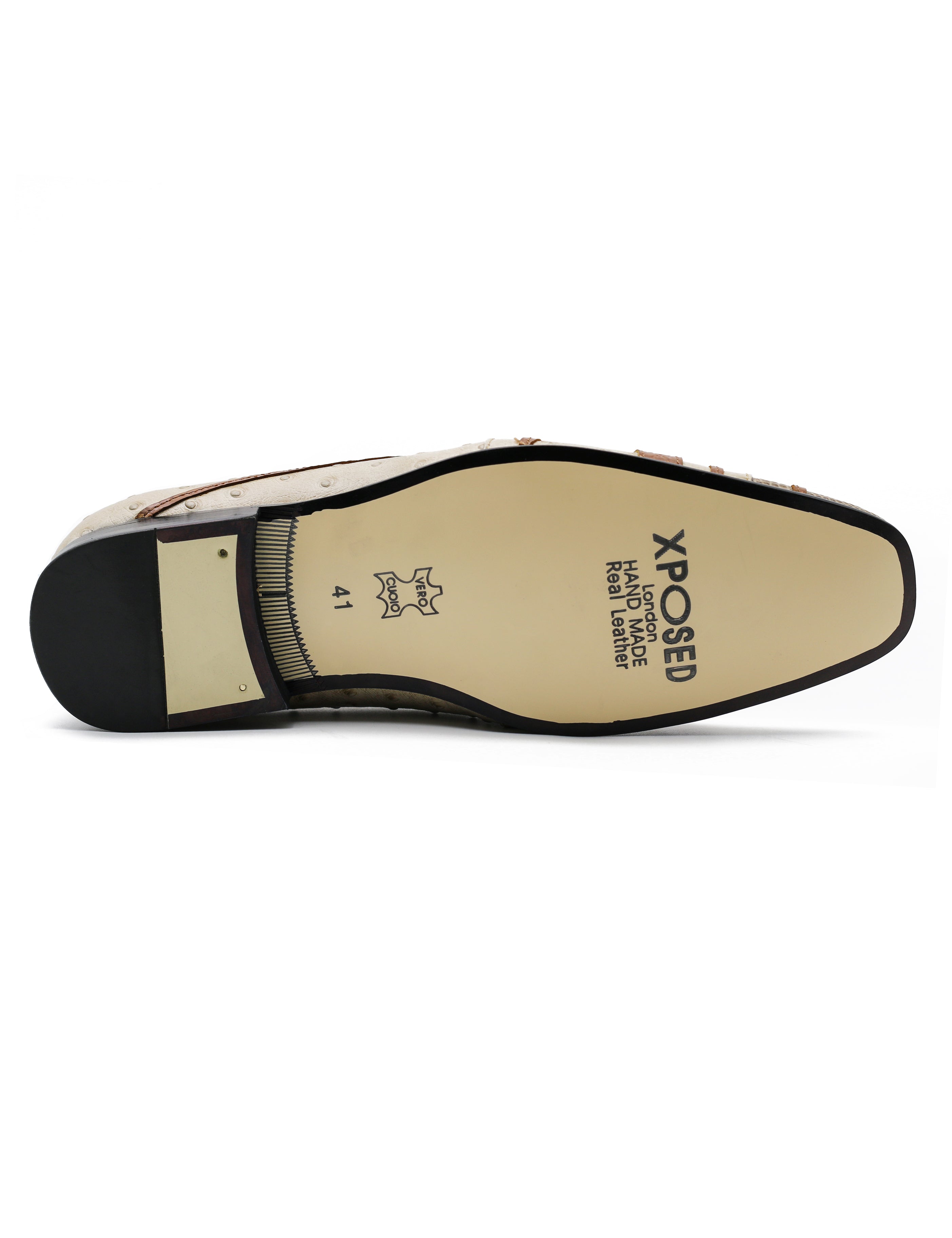 Real Leather Buckled Cream Shoes