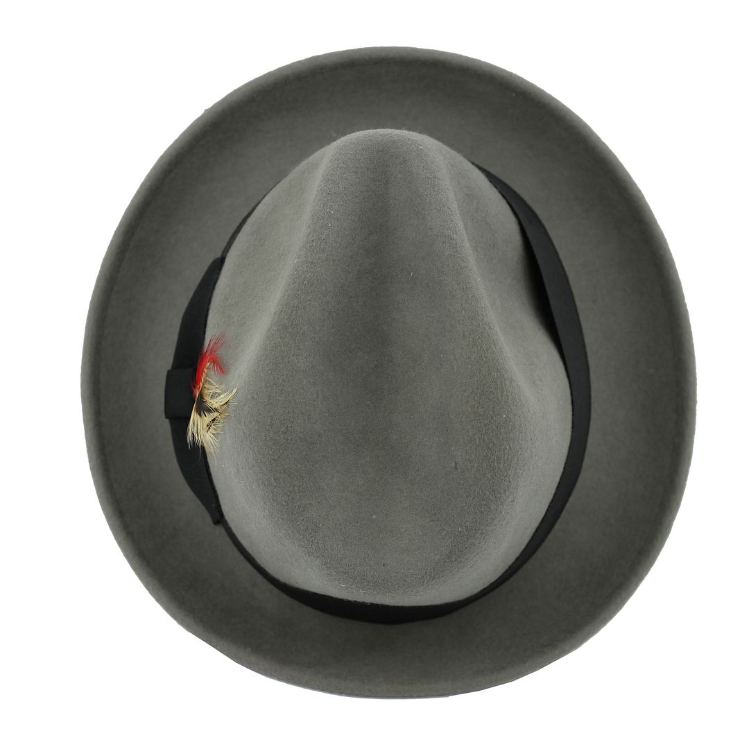 Feather Grey Hat 100% Felt Wool Crushable Fedora Brim - CC308
