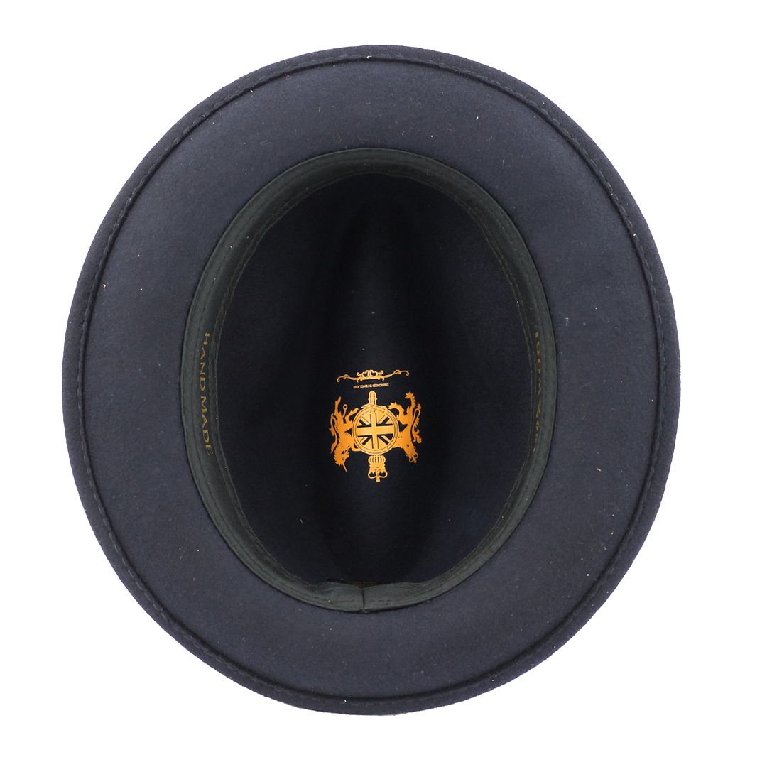 Feather Navy Hat 100% Felt Wool Crushable Fedora Brim - CC308