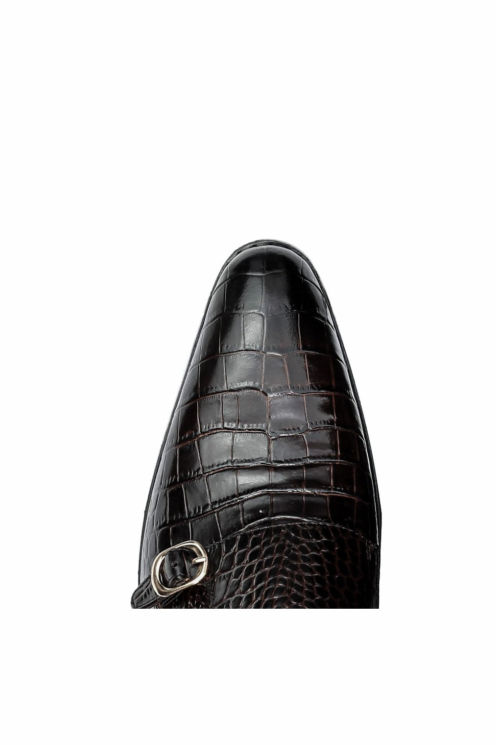 Real Leather Print Brown Loafers