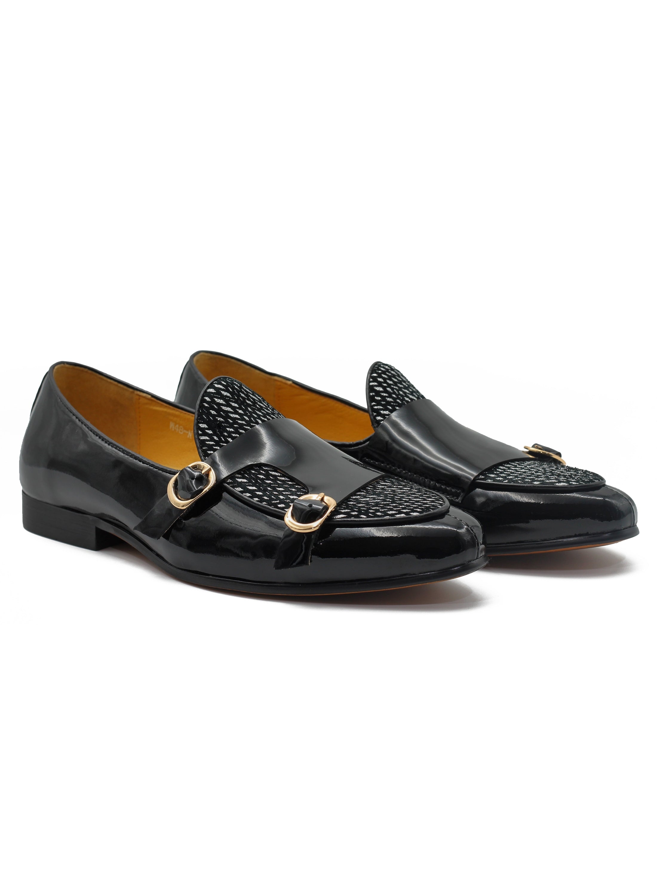 BLACK SHINY SILVER GLITTER LEATHER SHOES