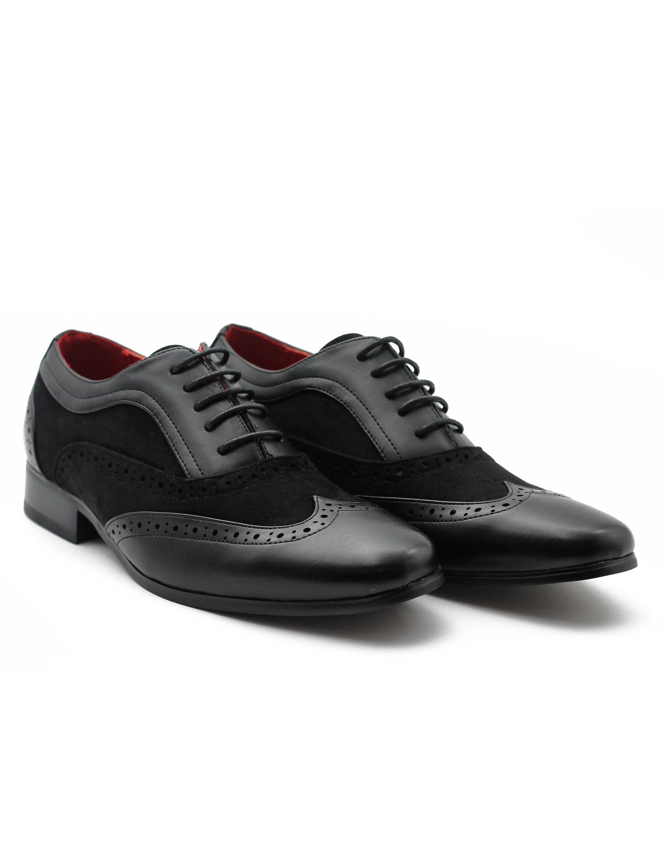 BLACK LEATHER & SUEDE LACE UP BROGUES