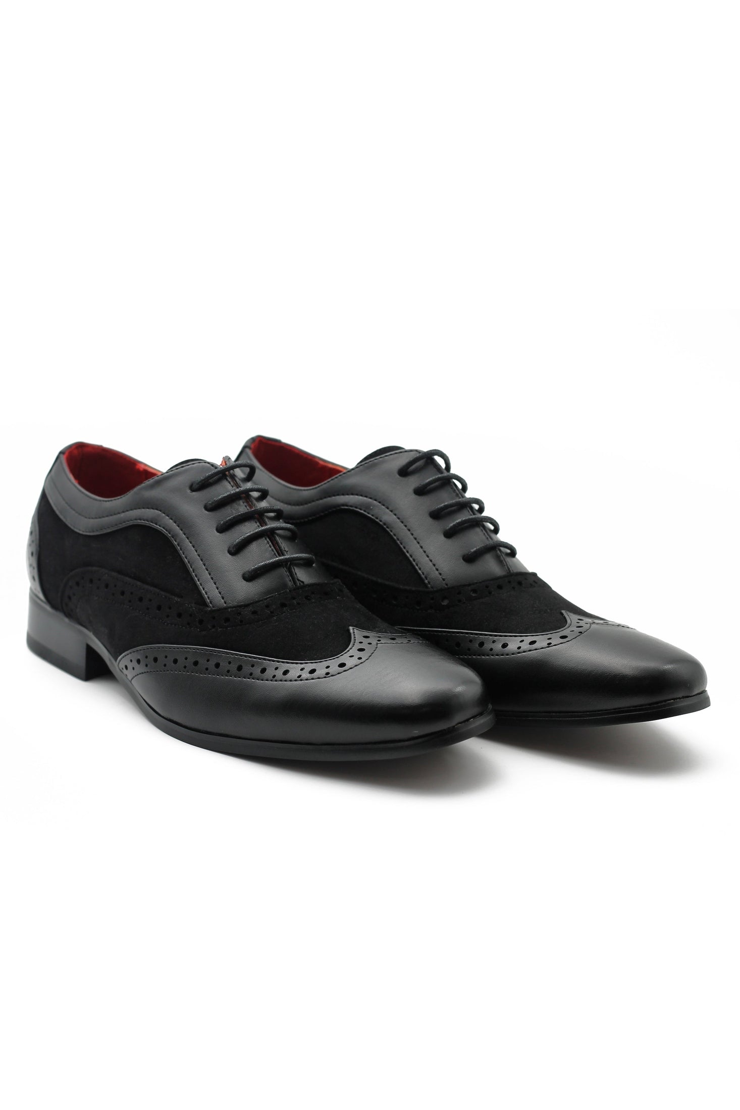 BLACK LEATHER & SUEDE LACE UP BROGUES