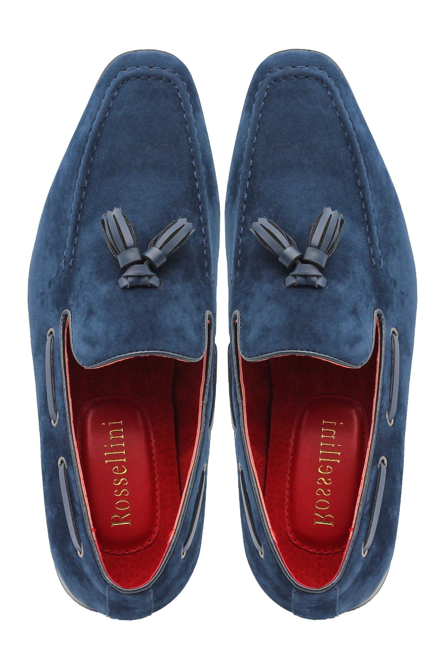 NAVY SUEDE TASSEL LOAFERS