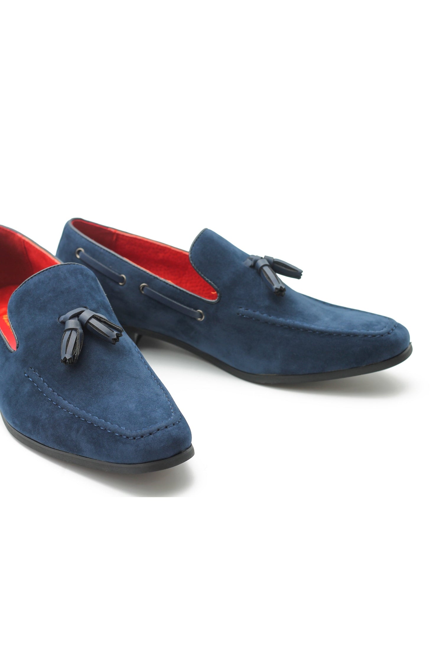 NAVY SUEDE TASSEL LOAFERS