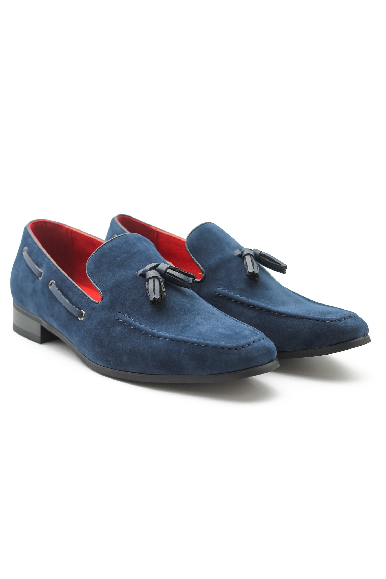 NAVY SUEDE TASSEL LOAFERS