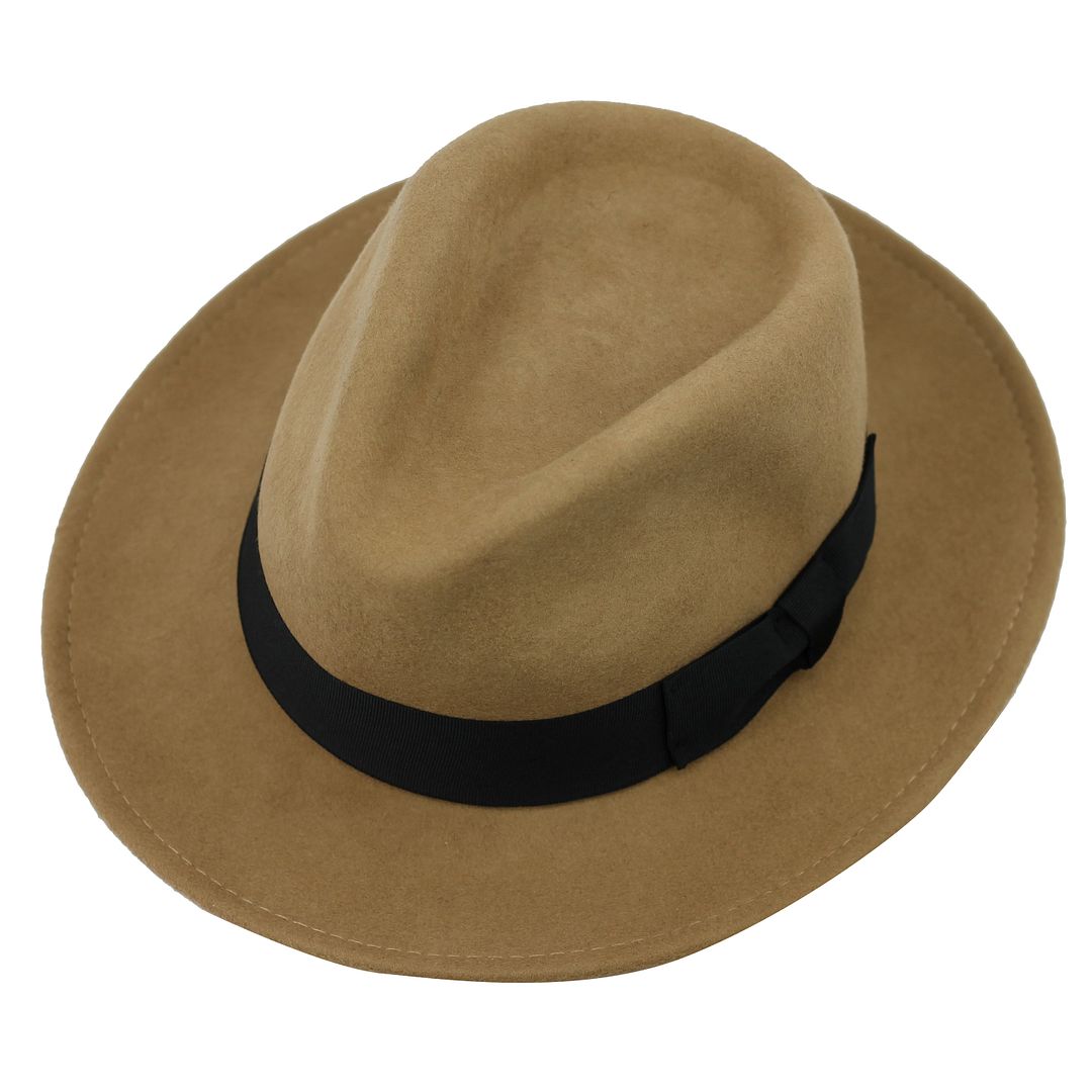 Crushable Fedora 100% Wool Wide Brim Hat