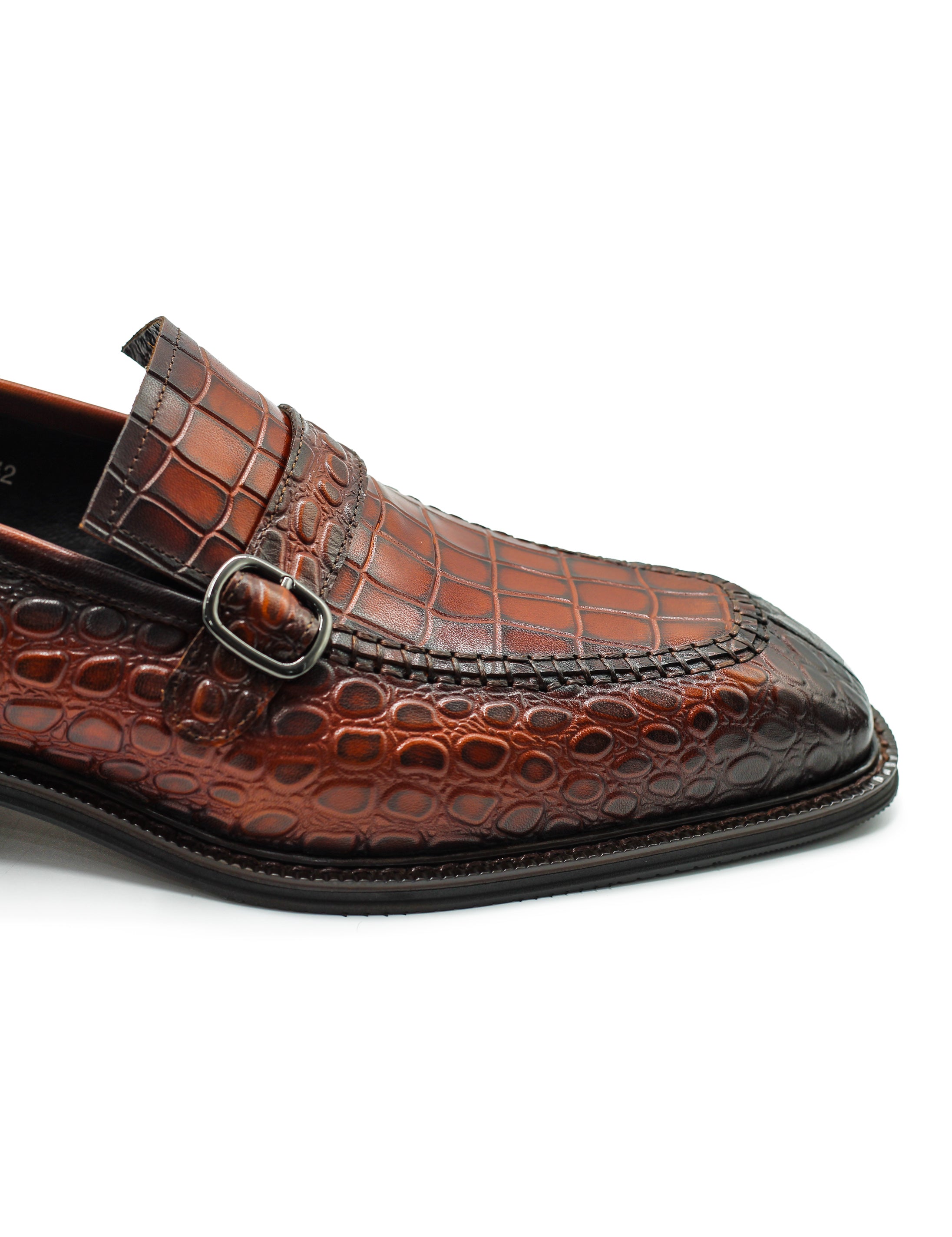 Men’s Slip-on Loafers Brown Croco Embossed Leather