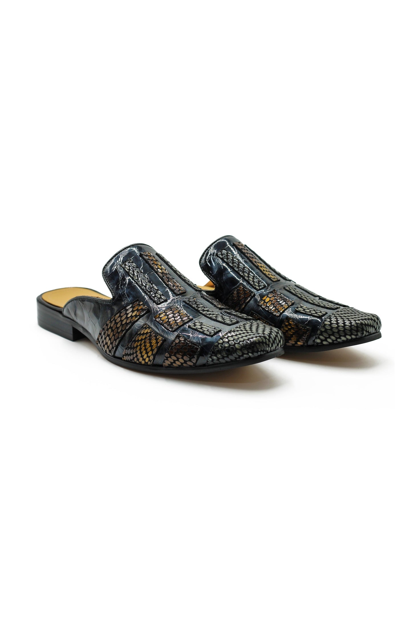 Real Leather Half Shoes Detailed Print Loafers