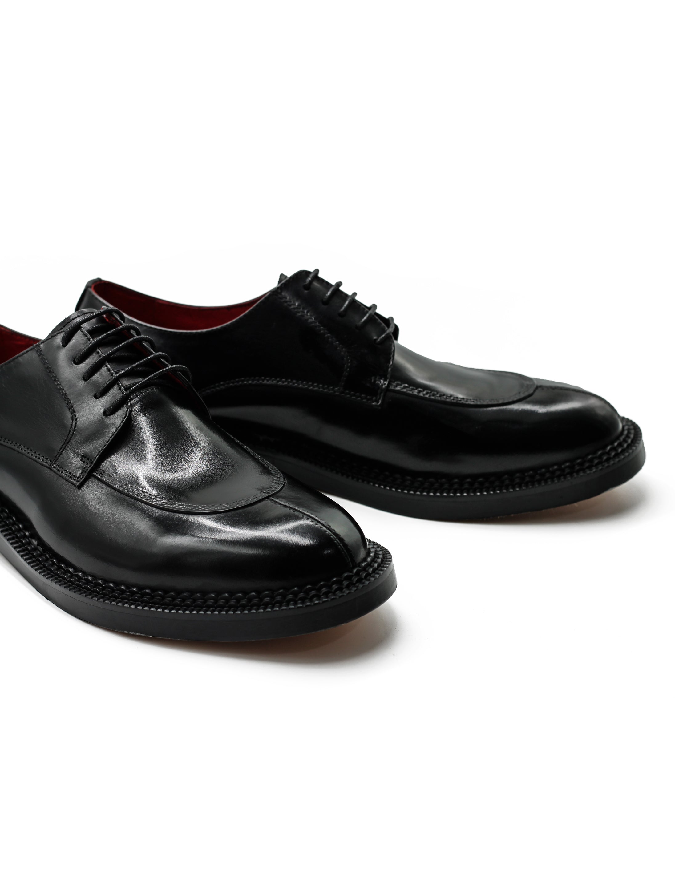 Mens Black Leather Split Toe Derby Shoes