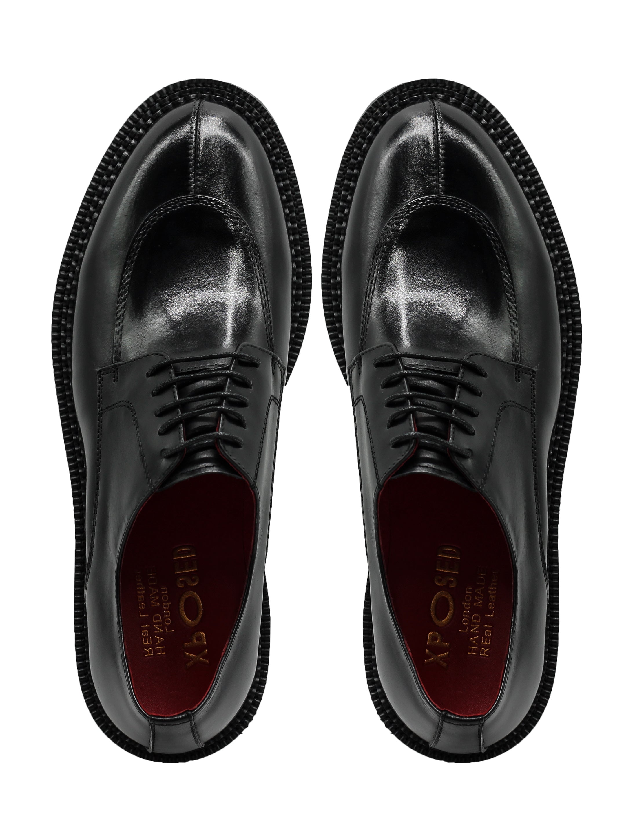 Mens Black Leather Split Toe Derby Shoes