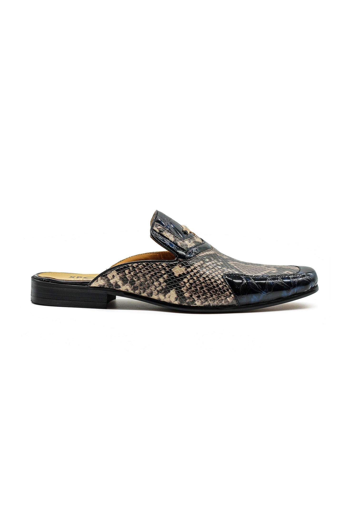 Real Leather Shiny Print Half Loafers – 2 Tone